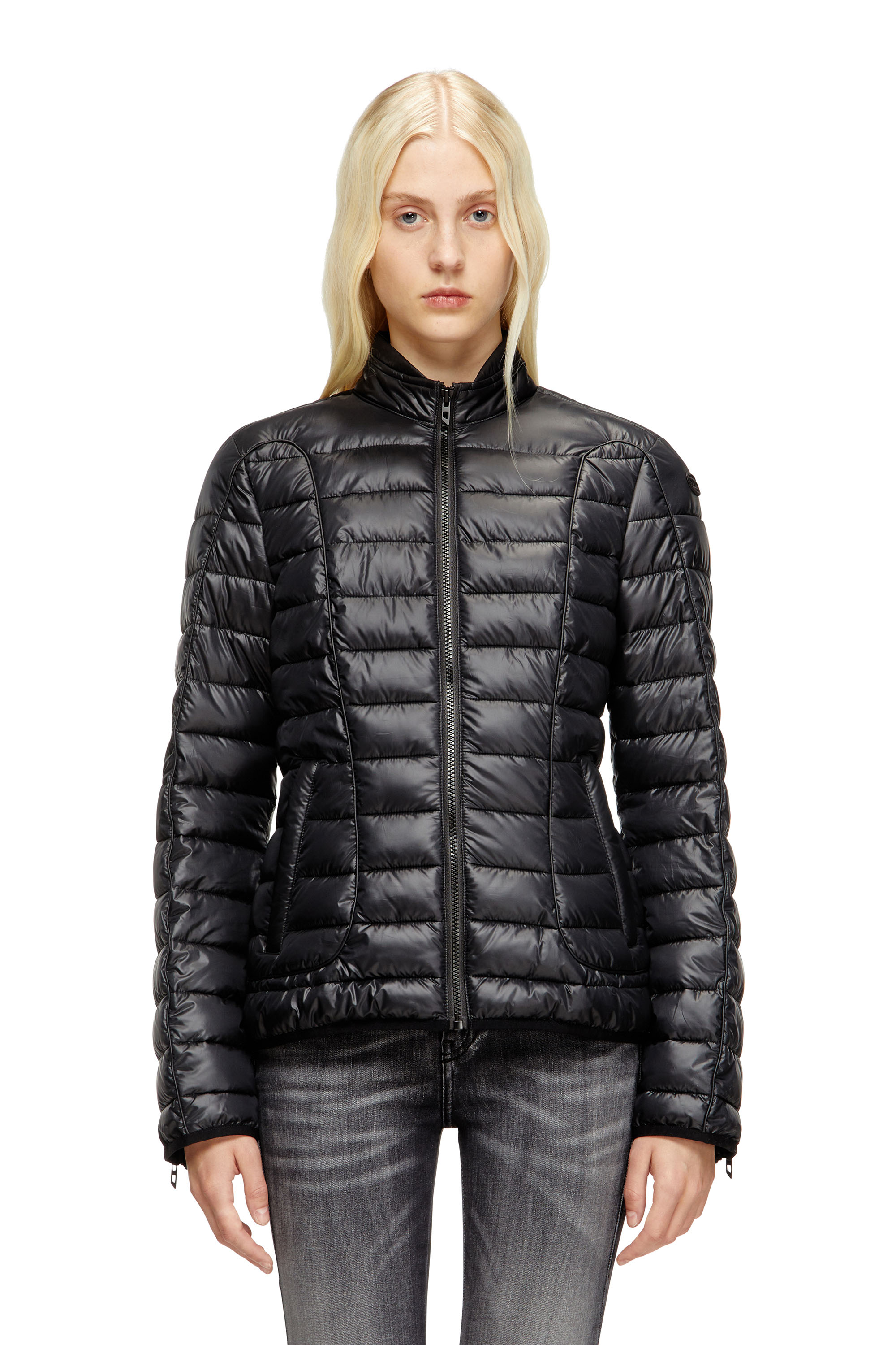Diesel - W-PILOT-FEM, Woman's Puffer jacket with biker details in Black - 3