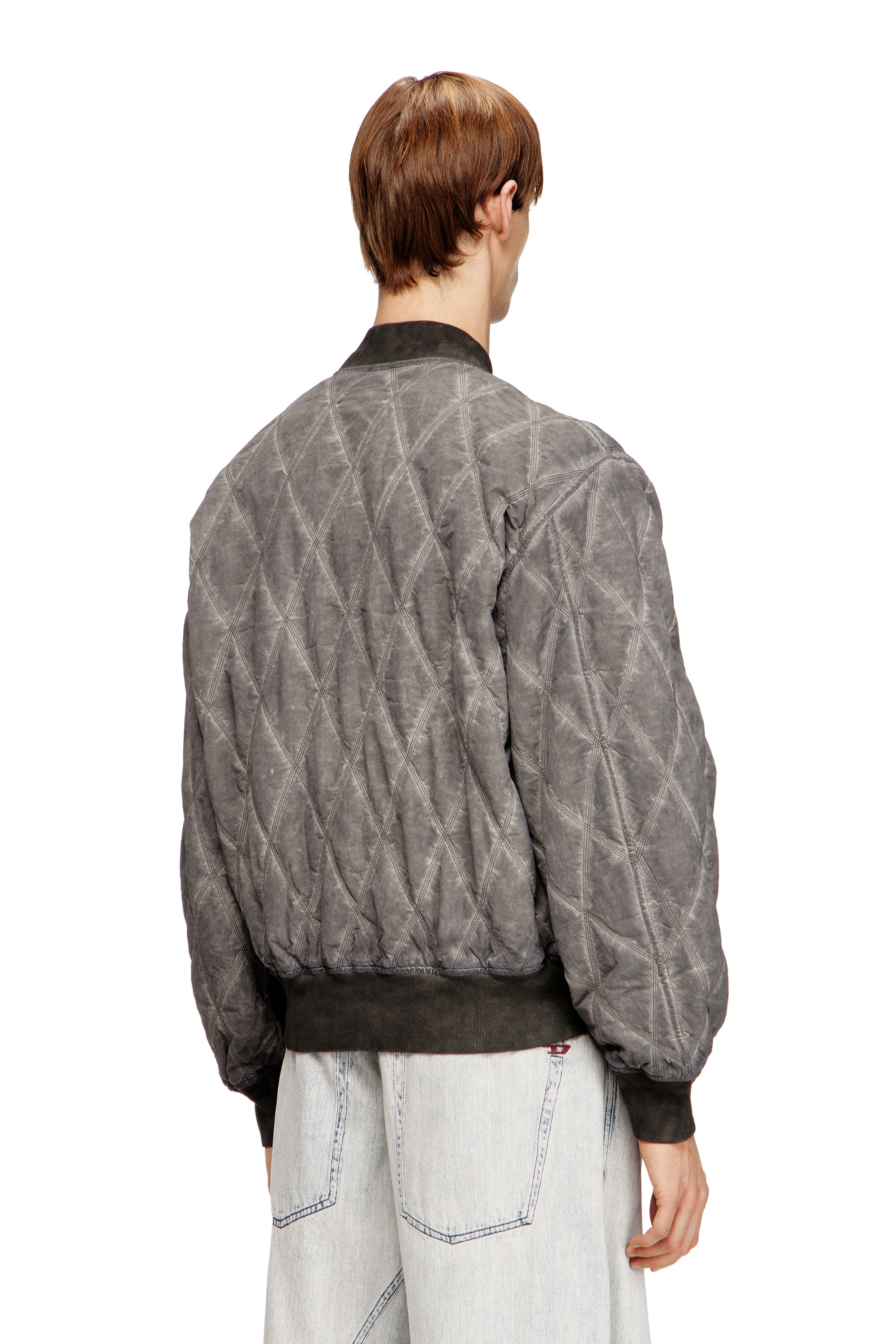 Diesel - J-TYPE-TREAT, Man's Padded argyle-quilted bomber jacket in Grey - 4