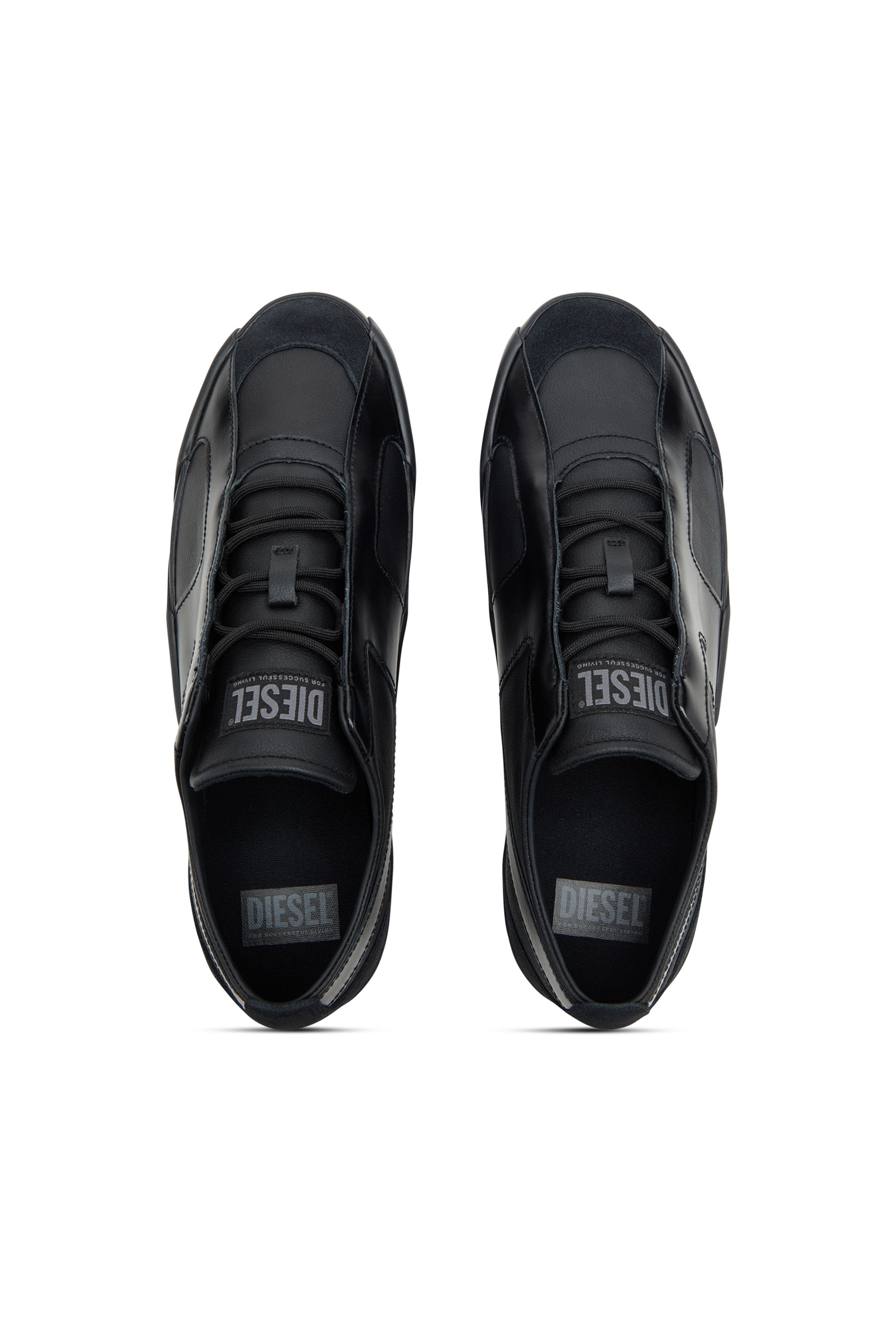 Diesel - S-SLANTE-D LOW, Man's S-Slante-D-Sneakers in suede and leather with D logo in Black - 4