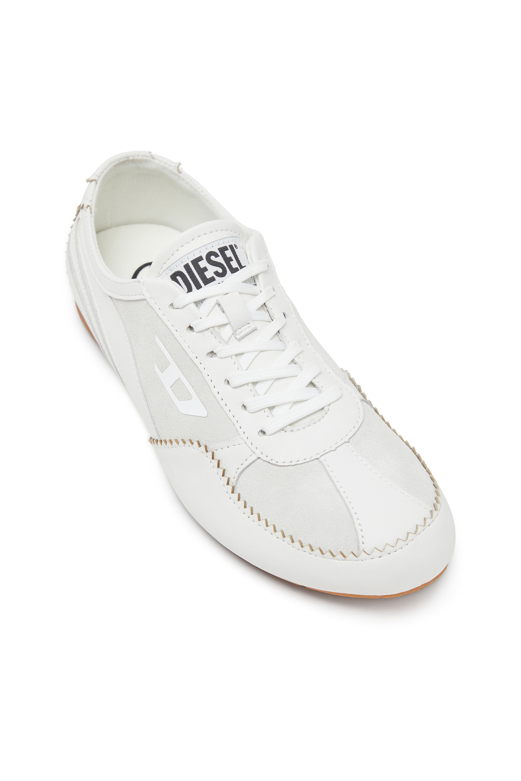 Diesel - D-MILE LOW W, Woman's D-Mile-Flat sneakers in leather and suede in White - 6