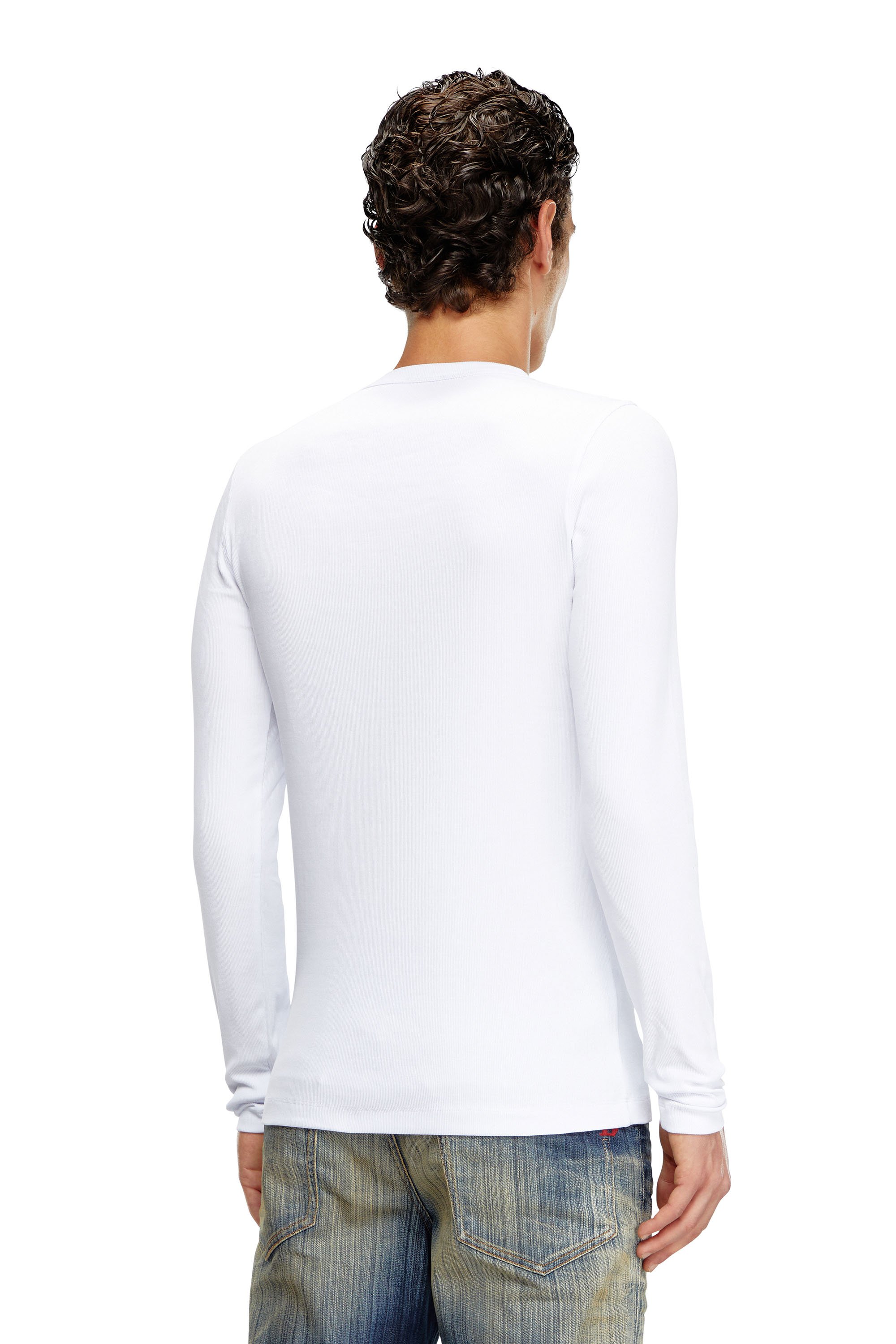 Diesel - D-RIBBER-LS-N, Man Long-sleeve T-shirt with D patch in White - Image 4