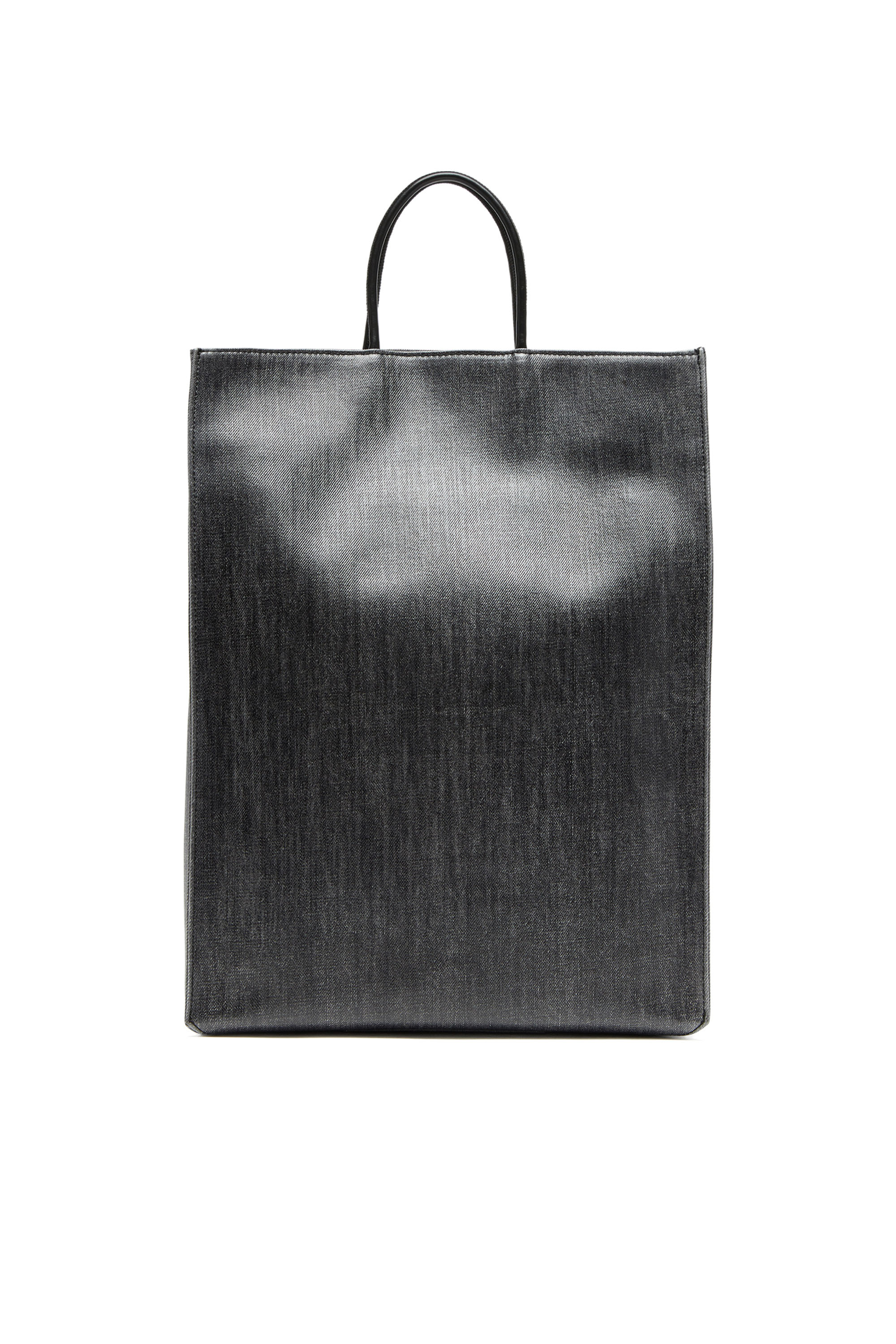 Diesel - DSL 3D SHOPPER L X, Man Dsl 3D L-Large tote bag in coated solarised denim in Black - Image 2
