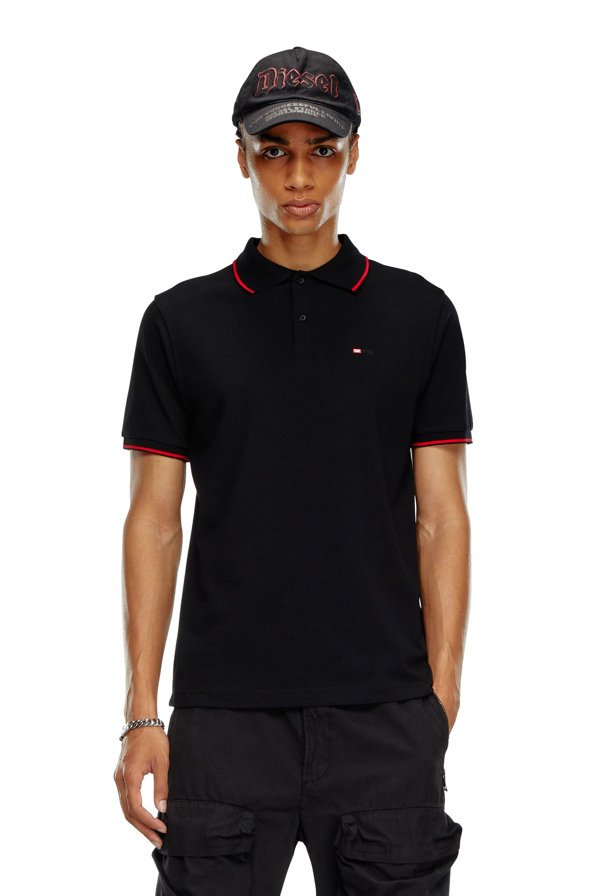 Diesel - T-FERRY-MICRODIV, Man Polo shirt with micro Diesel embroidery in Black - Image 1