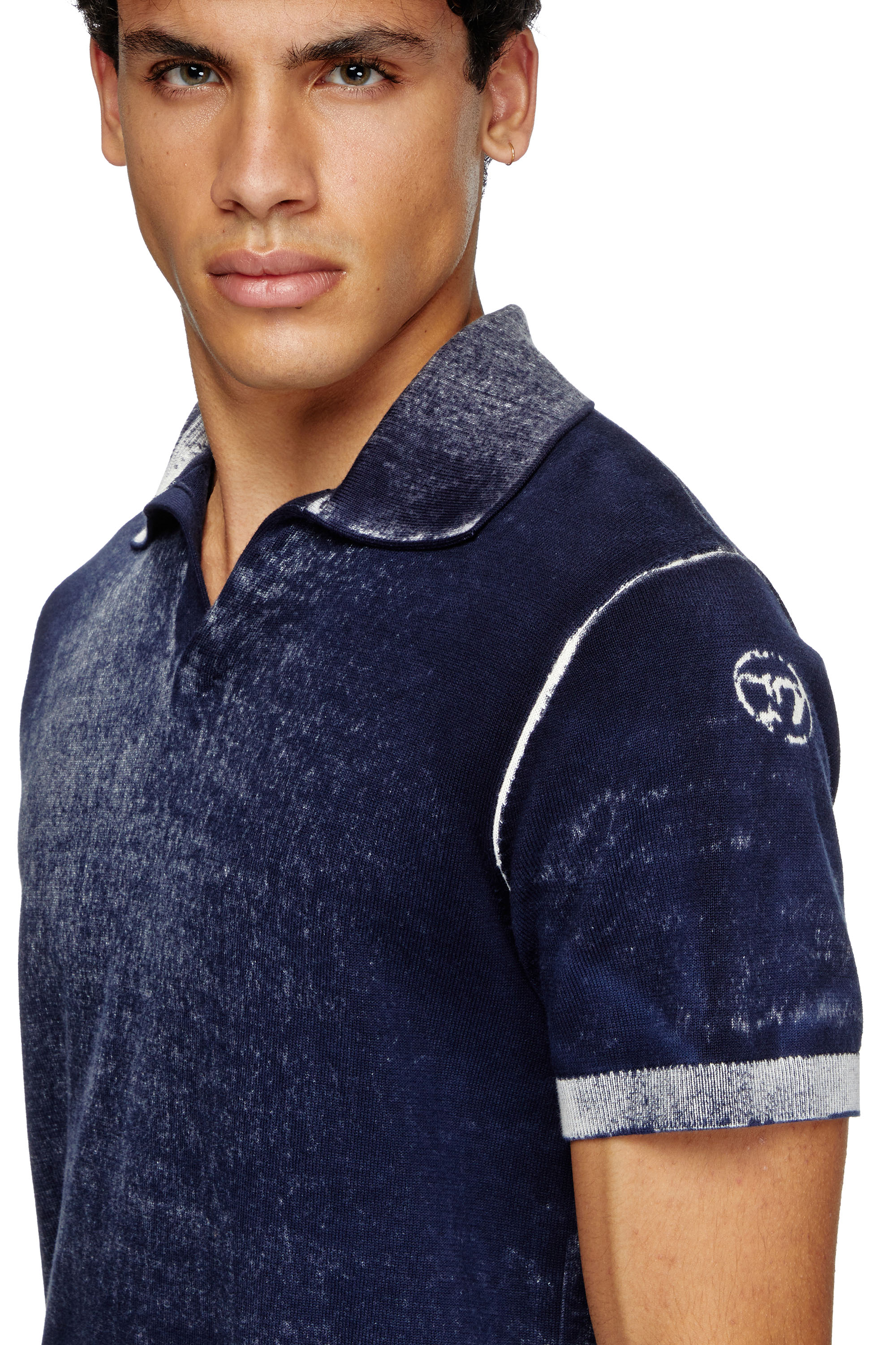 Diesel - K-LORENZO-SS, Man's Reverse-print short-sleeve polo jumper in Blue - 5