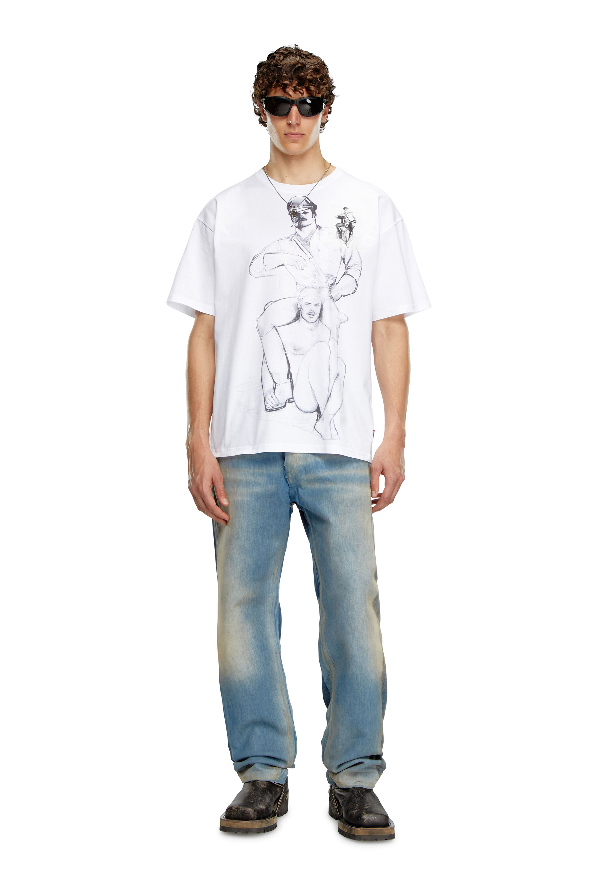 Diesel - PR-T-BOXT-TOF, Unisex T-shirt with prints and patches in White - Image 1