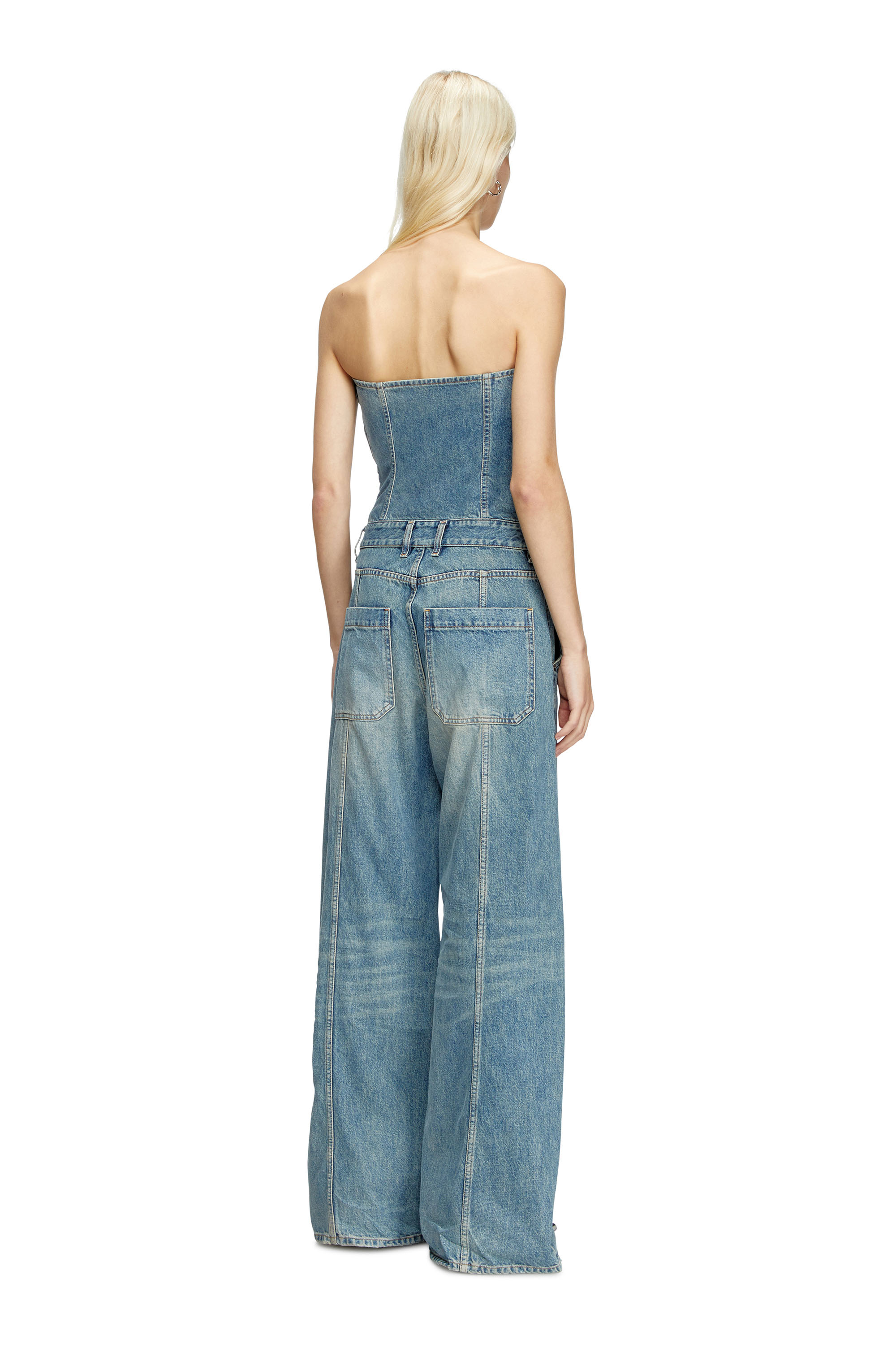 Diesel - DE-BRIDE, Woman's Denim strapless jumpsuit in Light Blue - 4