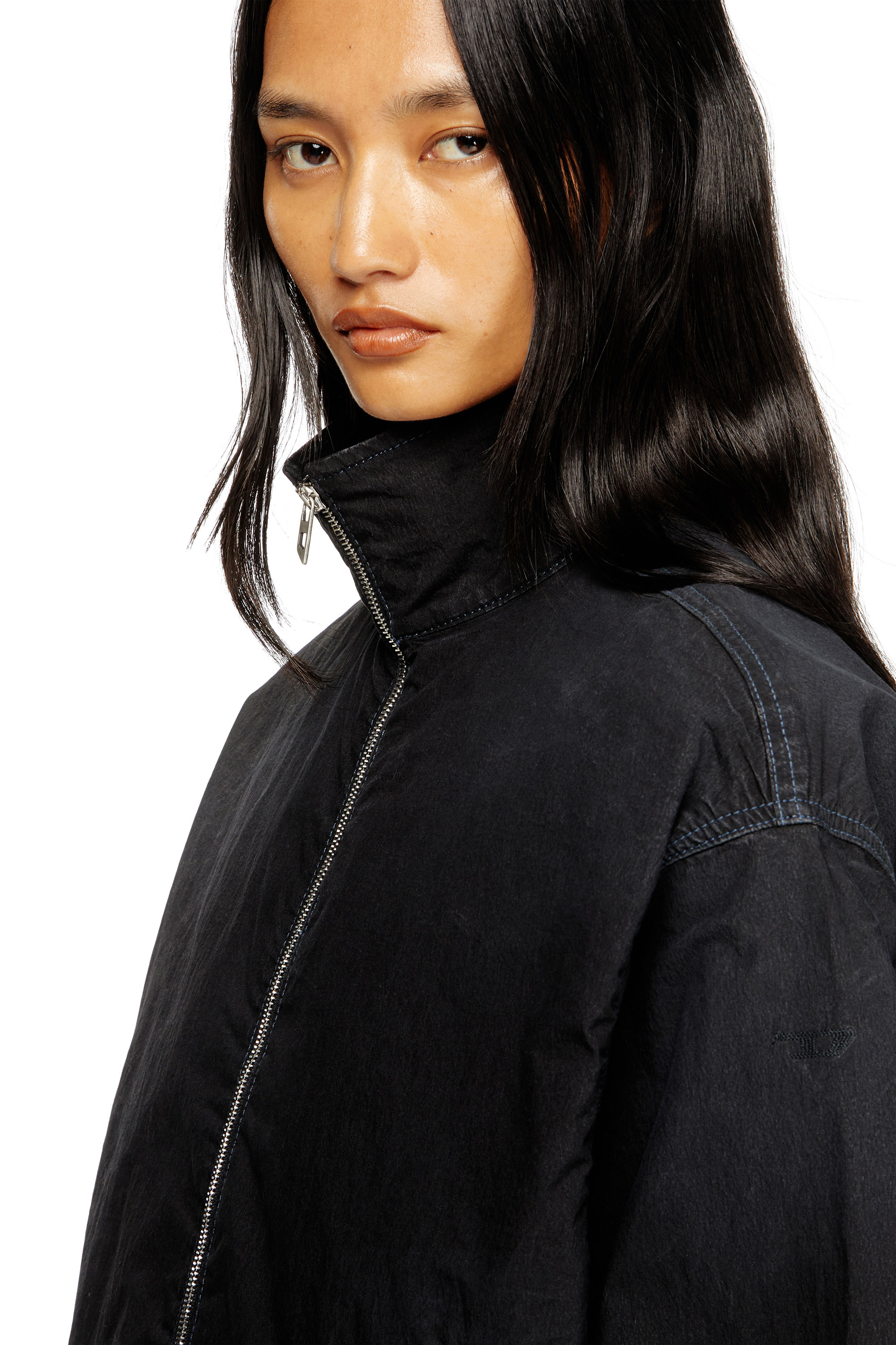 Diesel - DE-SANDERZ JOGG, Woman's High-neck technical JoggJeans jacket in Black - 5