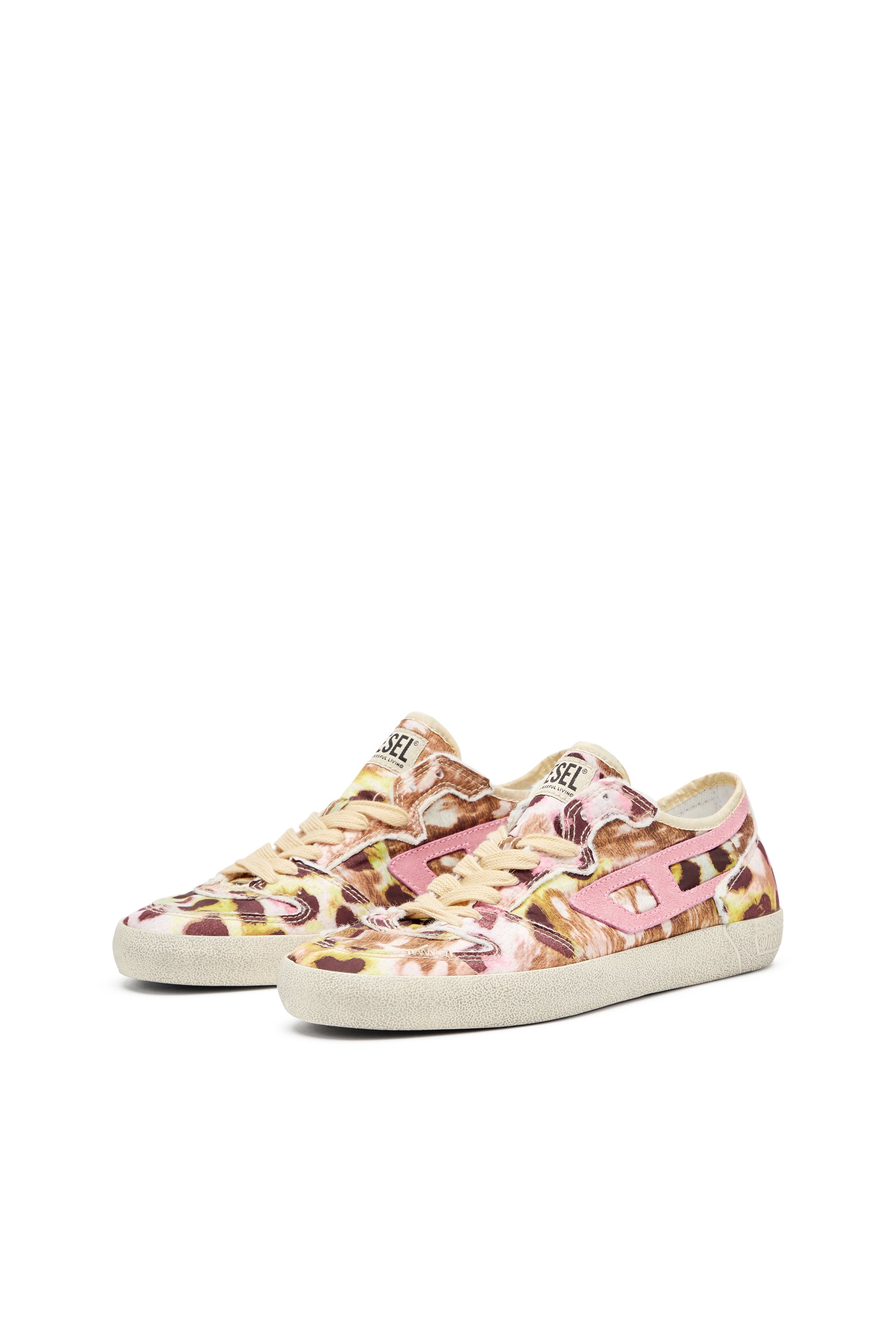 Diesel - S-LEROJI D-1 LOW W, Woman's S-Leroji D-Distressed sneakers in printed nylon in Multicolor - 8