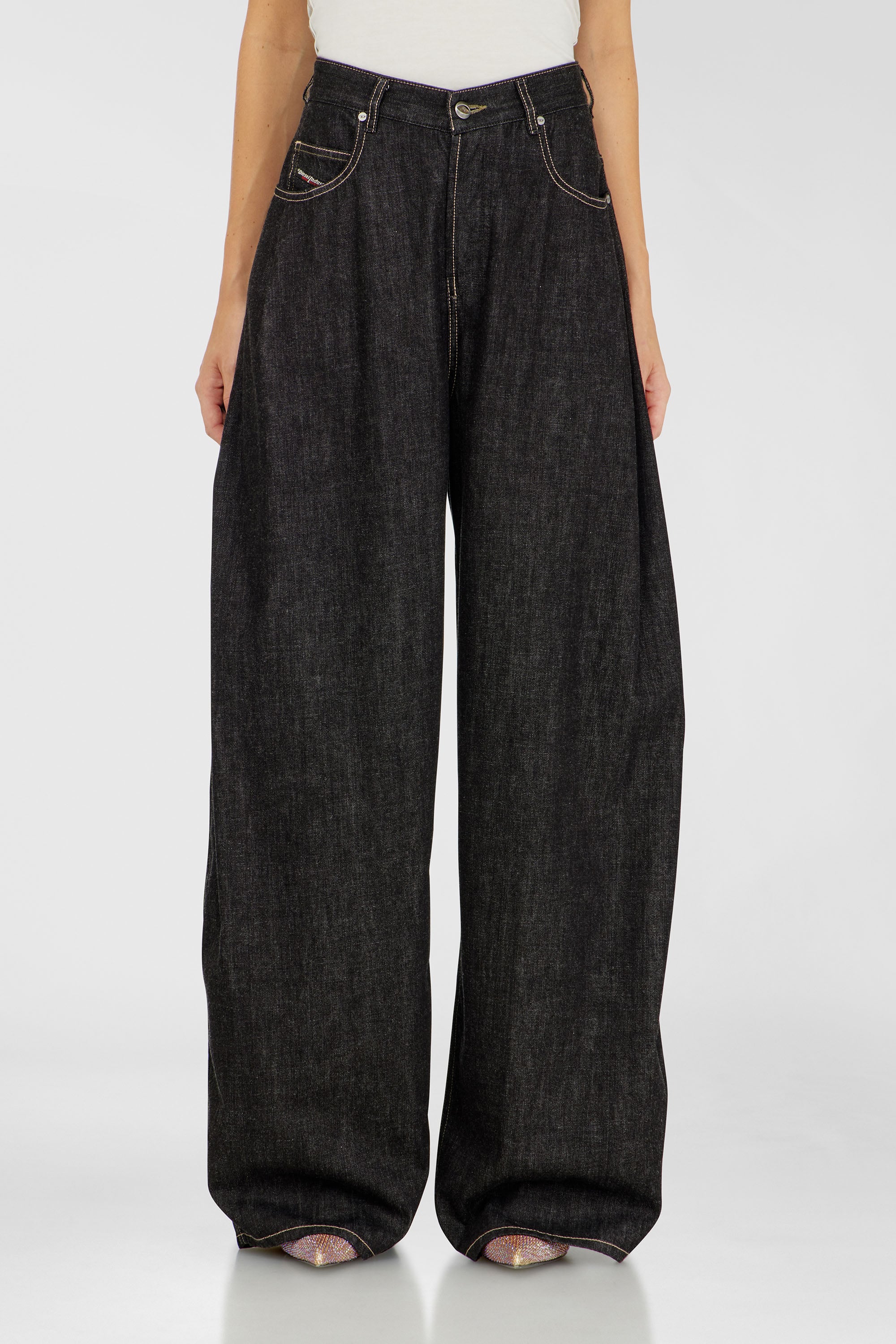 Diesel - Woman's Relaxed Jeans 1987 D-Khelz 09R42, Black/Dark grey - 1