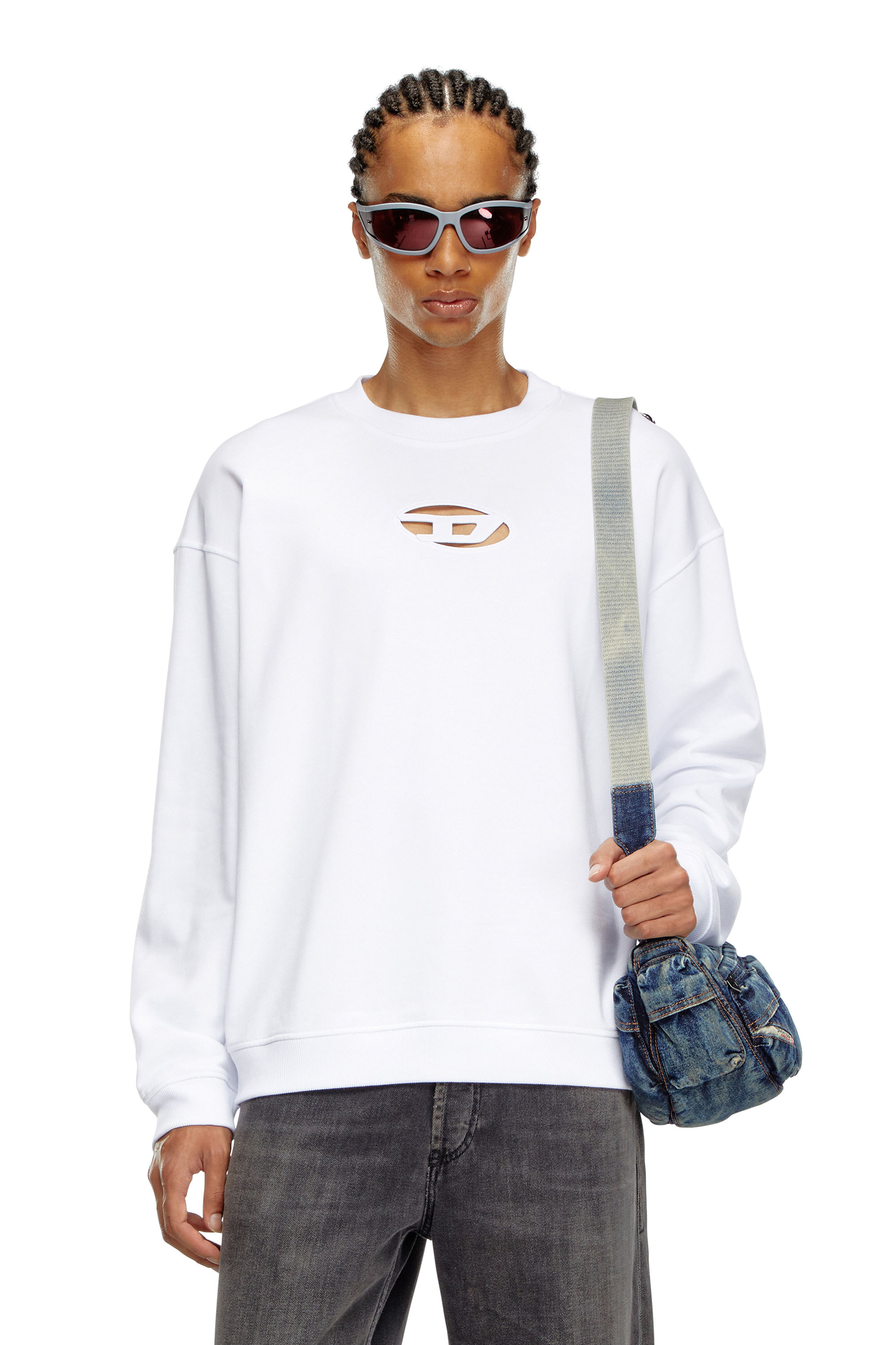 Diesel - S-BOXT-OD, Man Sweatshirt with cut-out Oval D logo in White - Image 1