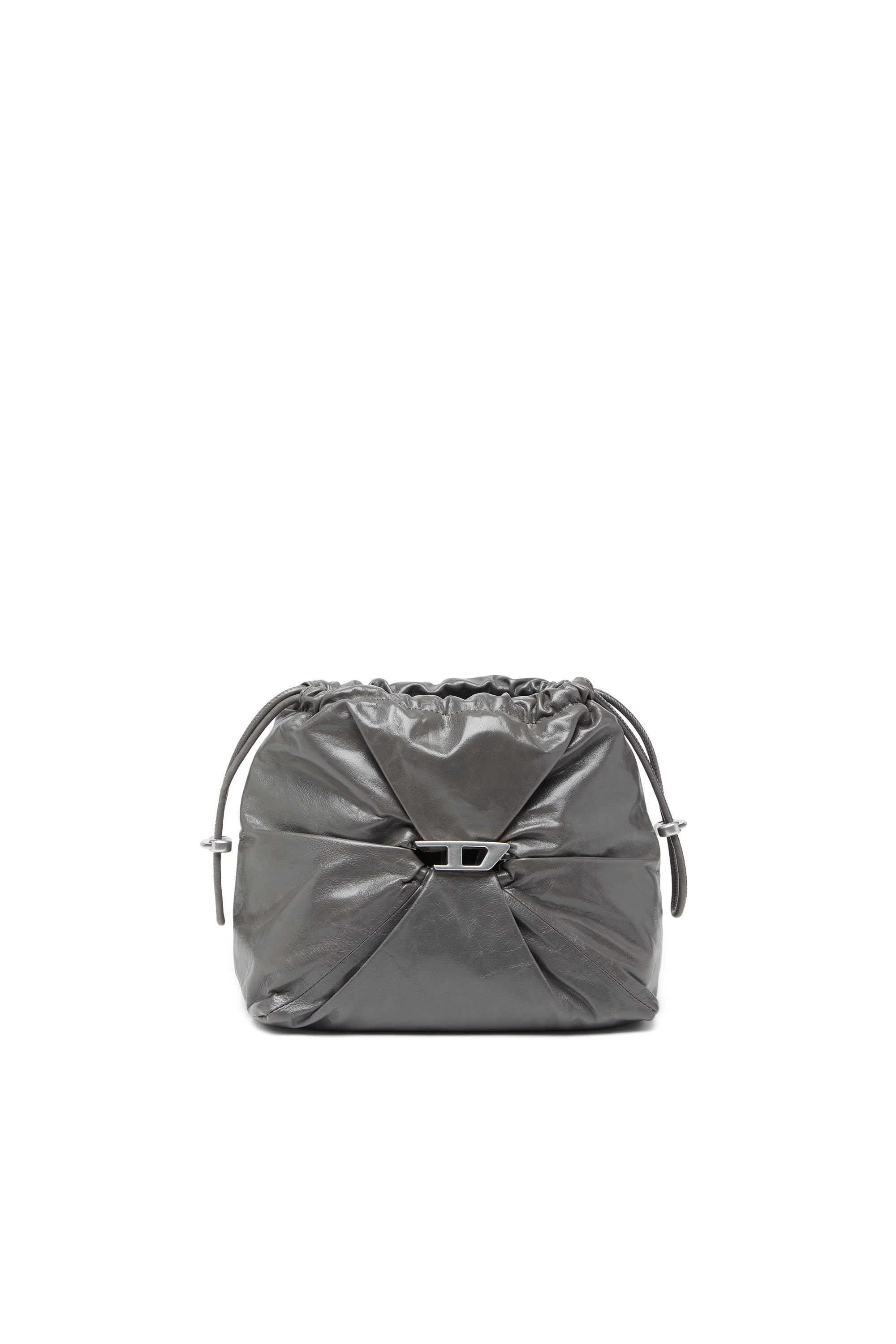 Diesel - SCRUNCH-D BUCKET, Woman's Scrunch-D-Bucket bag in shiny wrinkled leather in Grey - 6