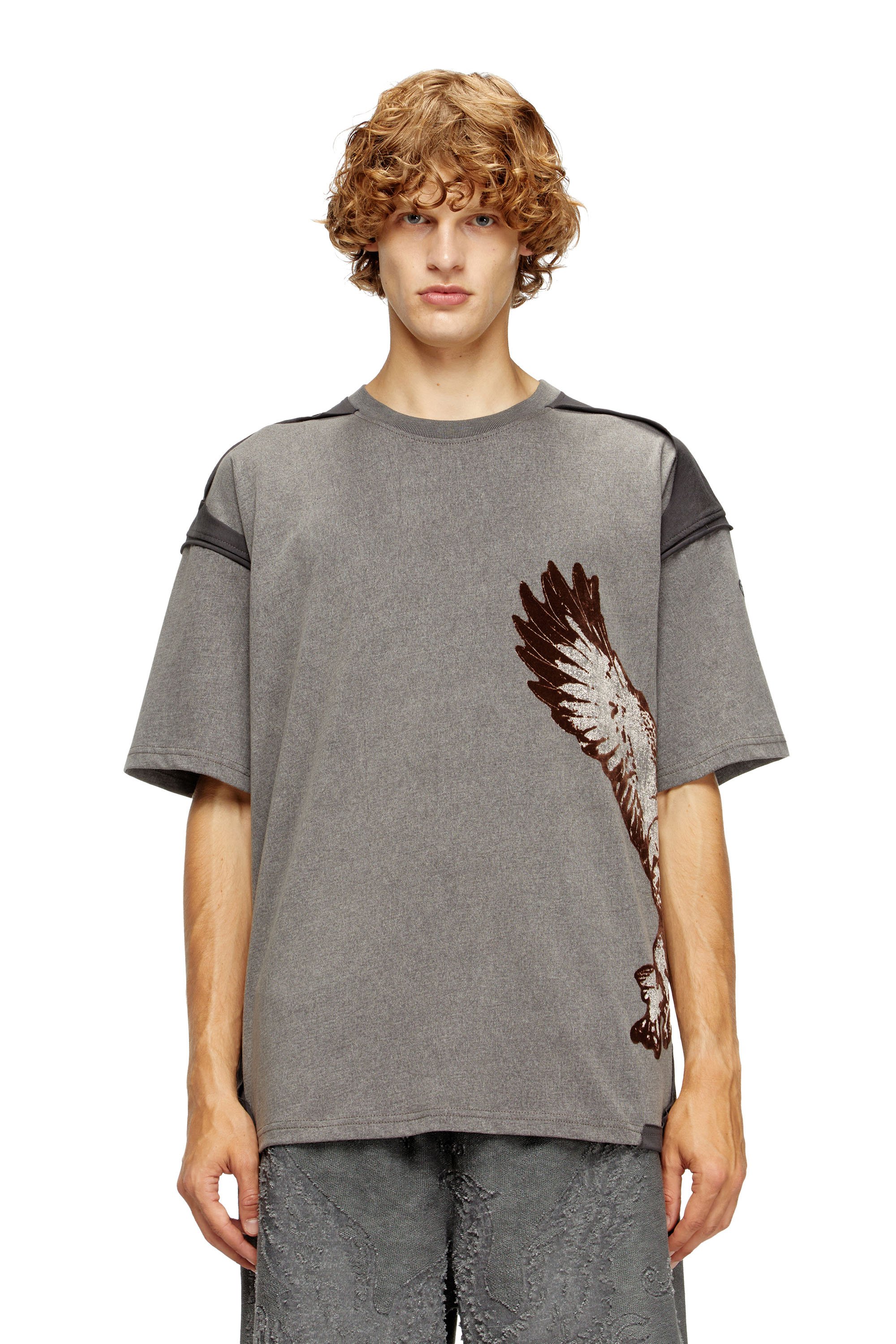 Diesel - T-BOXT-PEELOFF, Man's Peel-off T-shirt with eagle print in Grey - 1