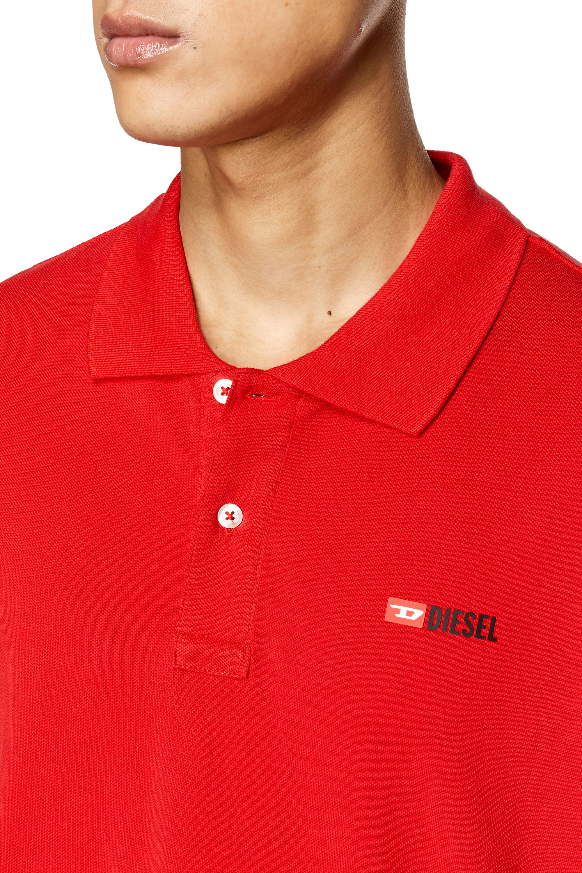 Diesel - T-SMITH-DIV, Man Polo shirt with high-density logo print in Red - Image 5
