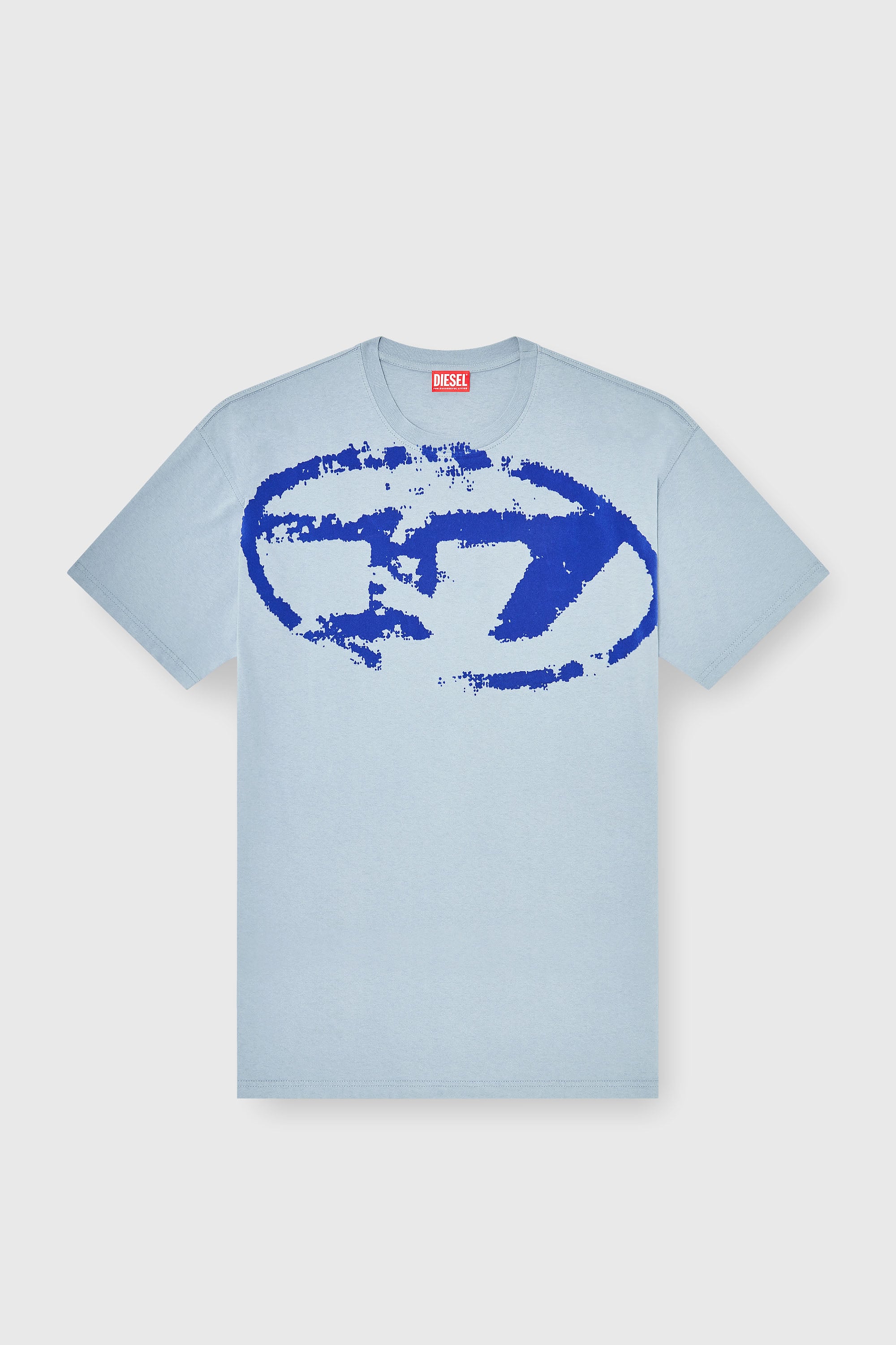 Diesel - T-BOXT-N14, Man's T-shirt with distressed flocked logo in Light Blue - 2