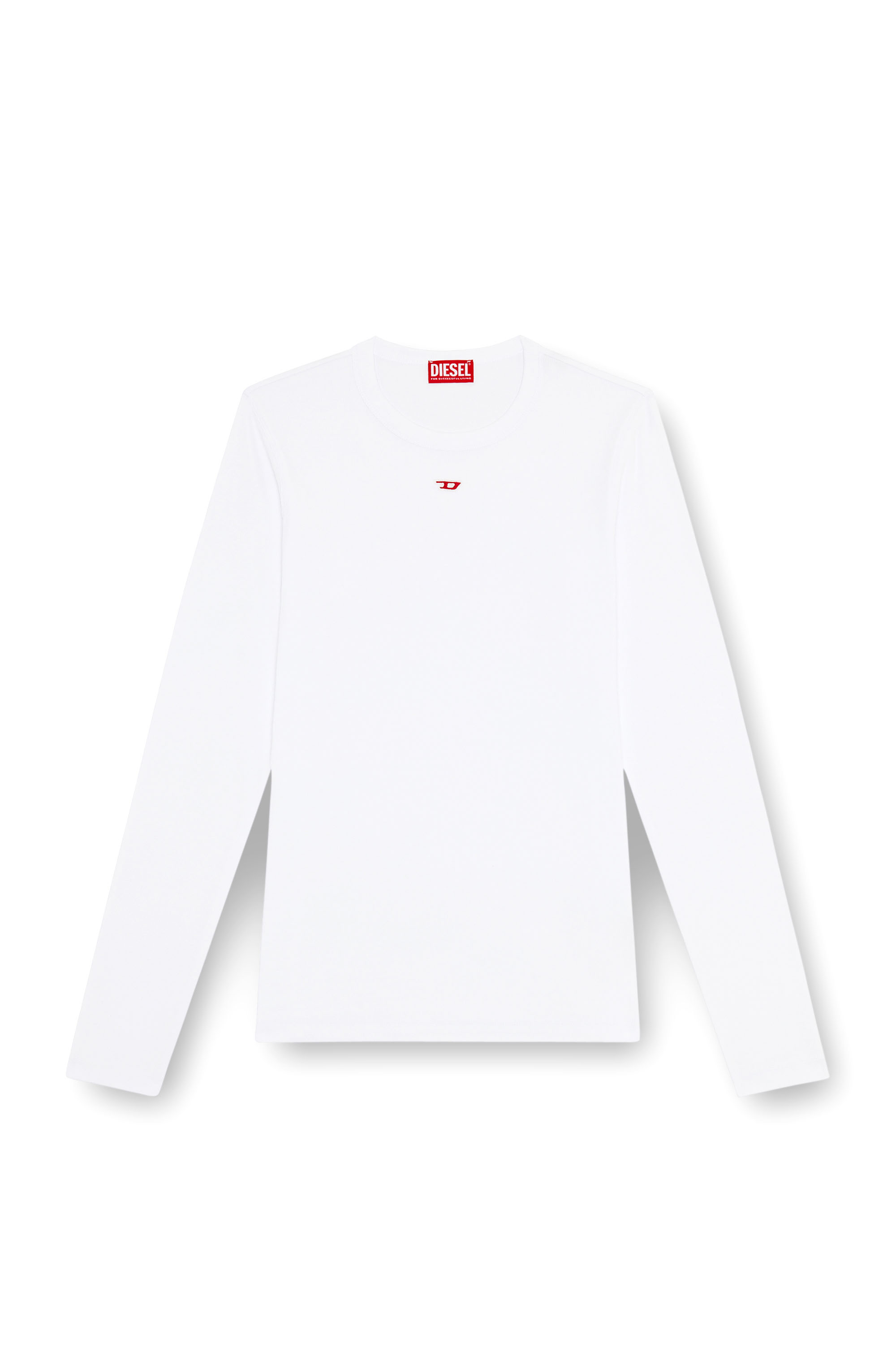 Diesel - D-RIBBER-LS-N, Man Long-sleeve T-shirt with D patch in White - Image 3