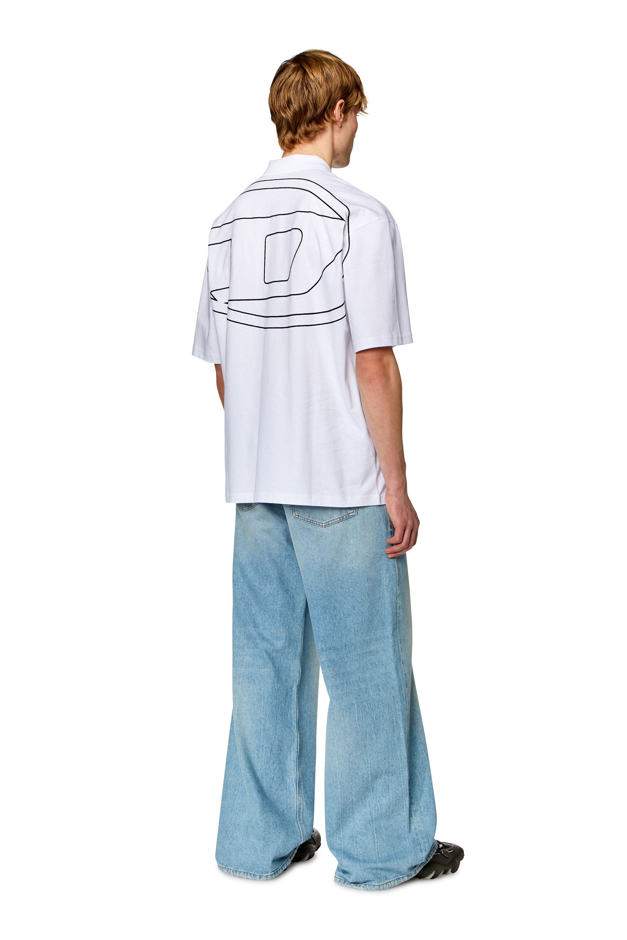 Diesel - T-VORT-MEGOVAL-D, Man Polo shirt with maxi oval D embroidery in White - Image 3