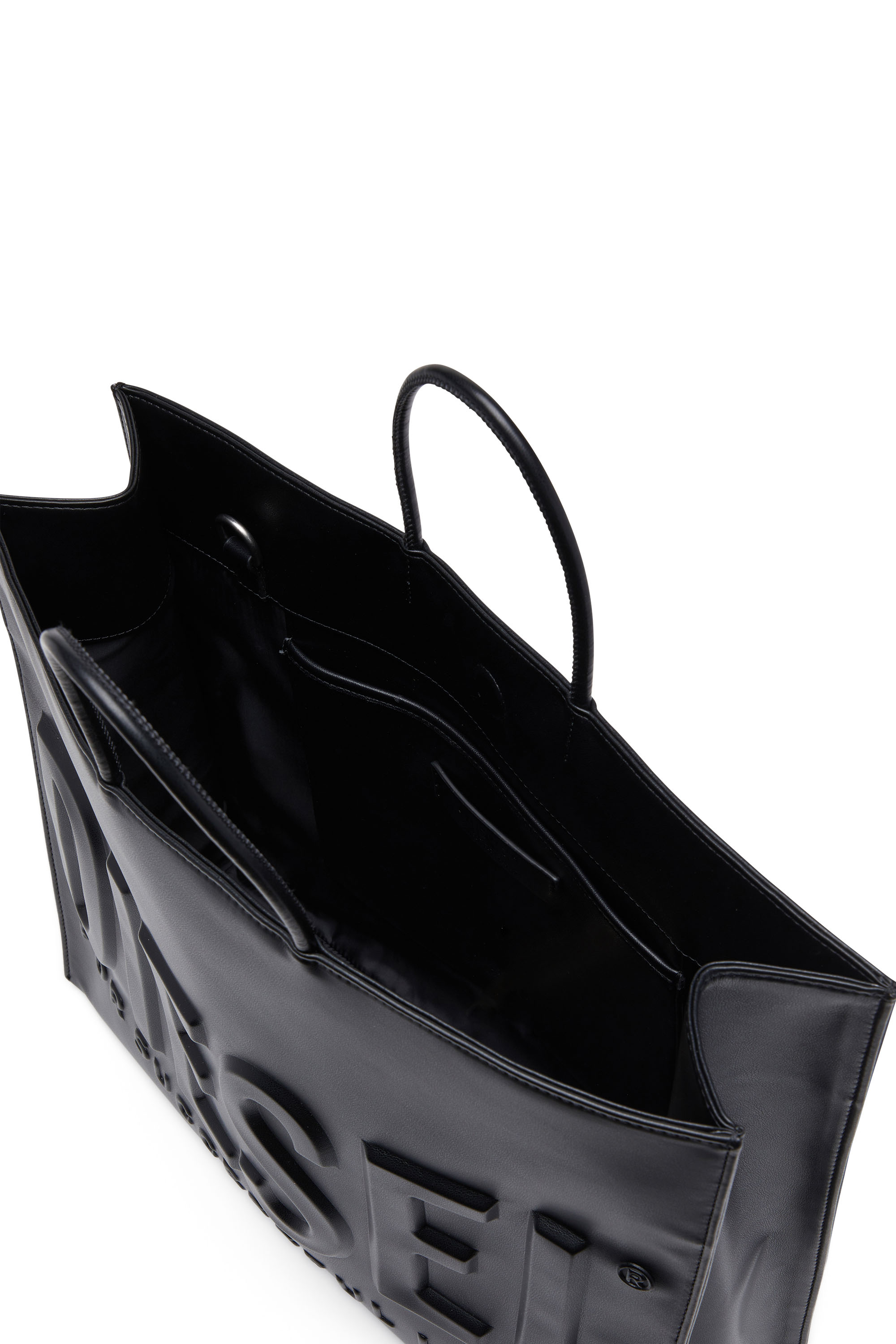 Diesel - DSL 3D TOTE EW X, Man's Dsl 3D-Recycled PU tote bag with embossed logo in Black - 3