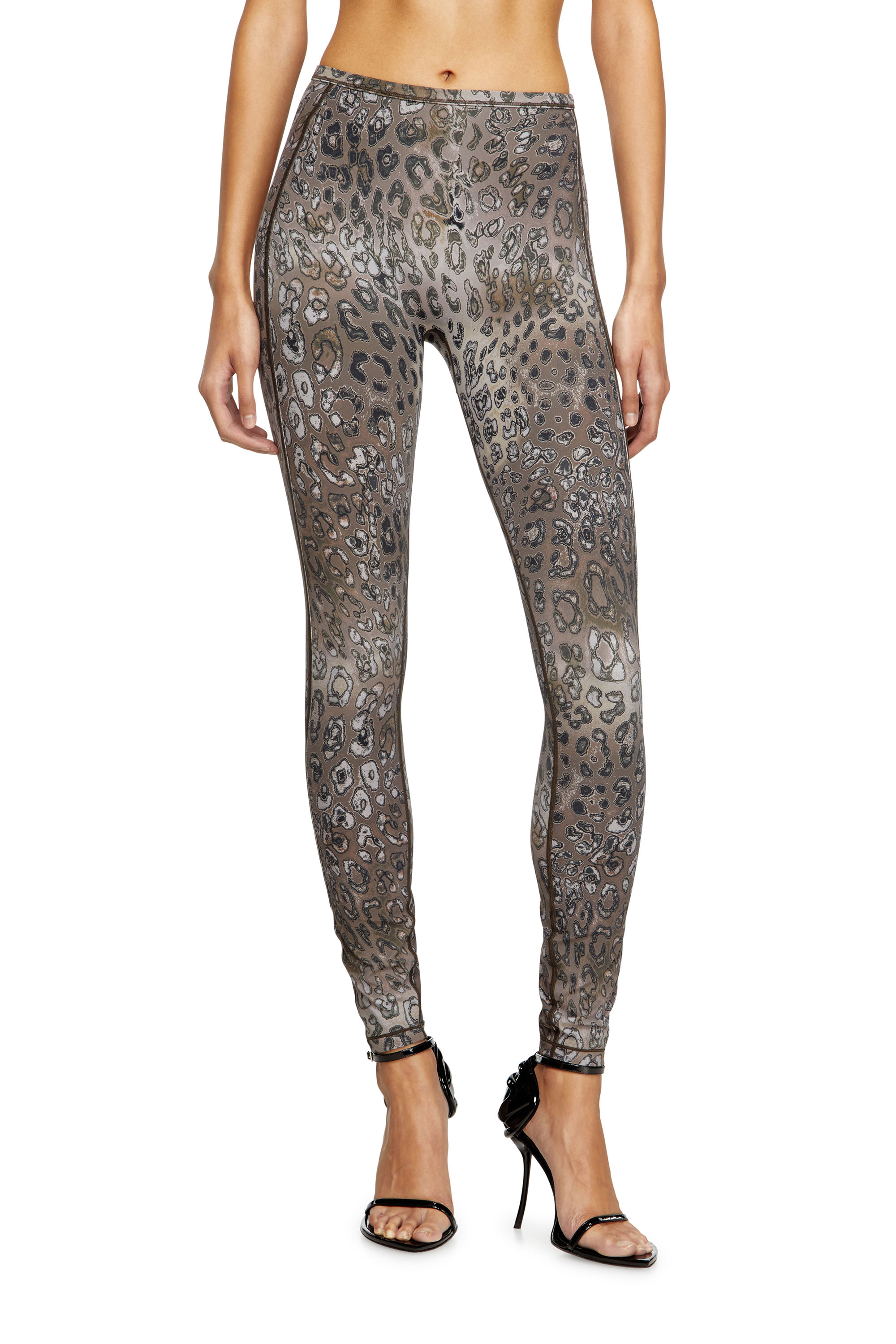 Diesel - MEREDITH-UTLT, Woman's Leopard print nylon leggings in Brown/Beige - 4
