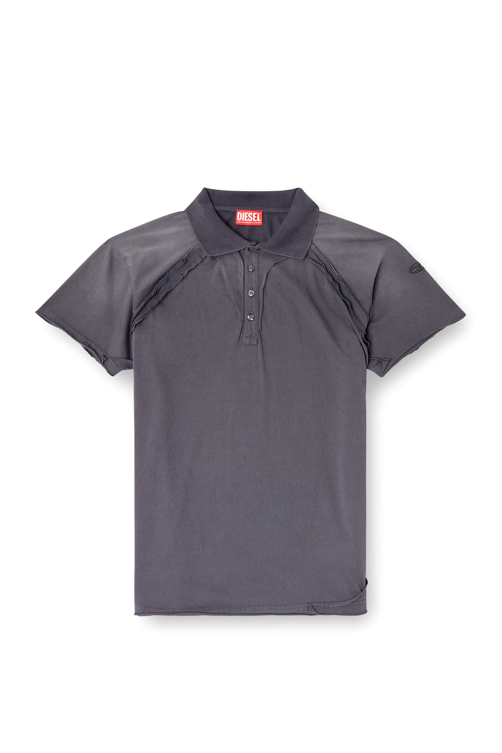 Diesel - T-NORY, Man's Polo shirt with peel-off effect in Grey - 3