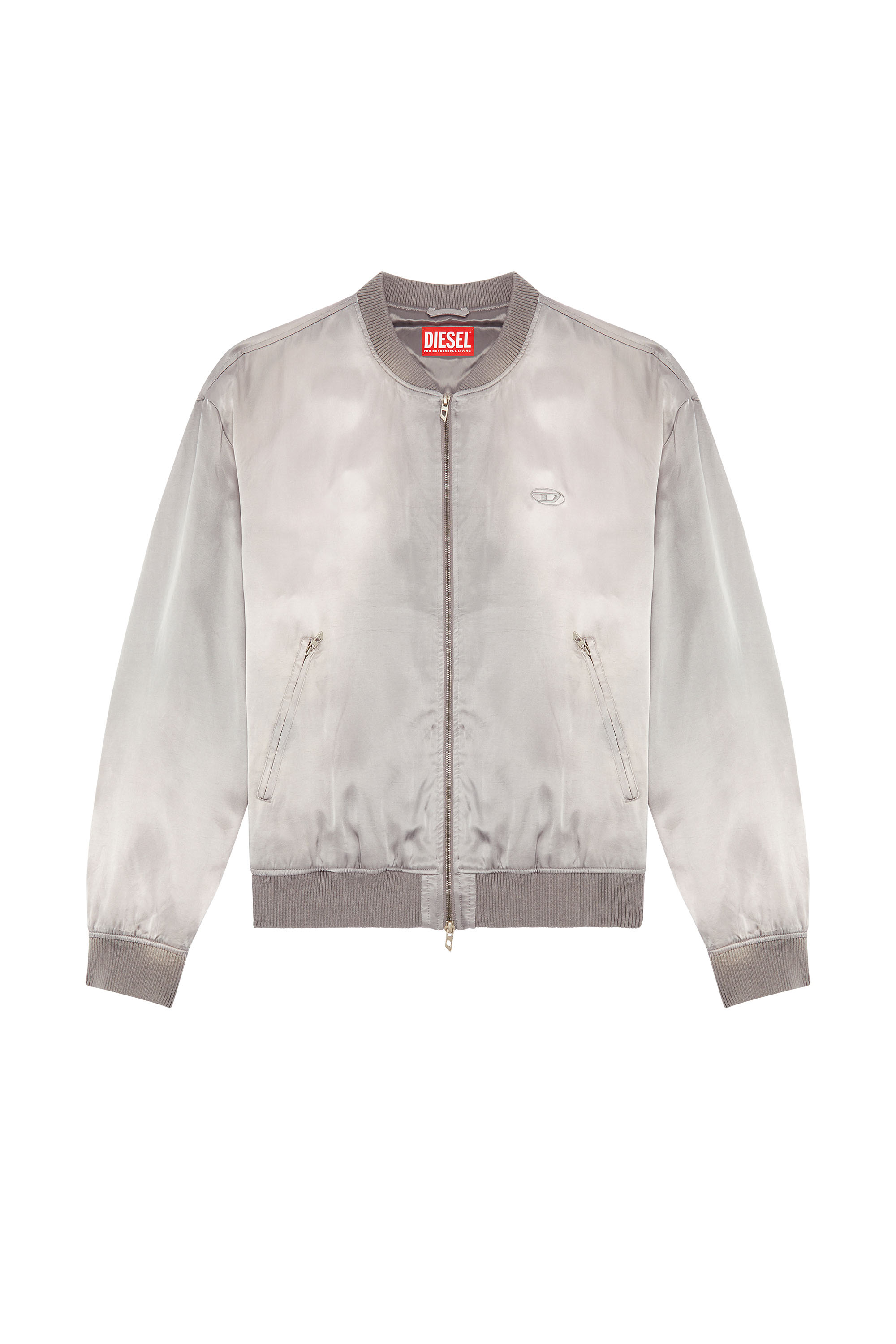 Diesel - J-MARTEX, Man Satin bomber jacket with faded effect in Grey - Image 3