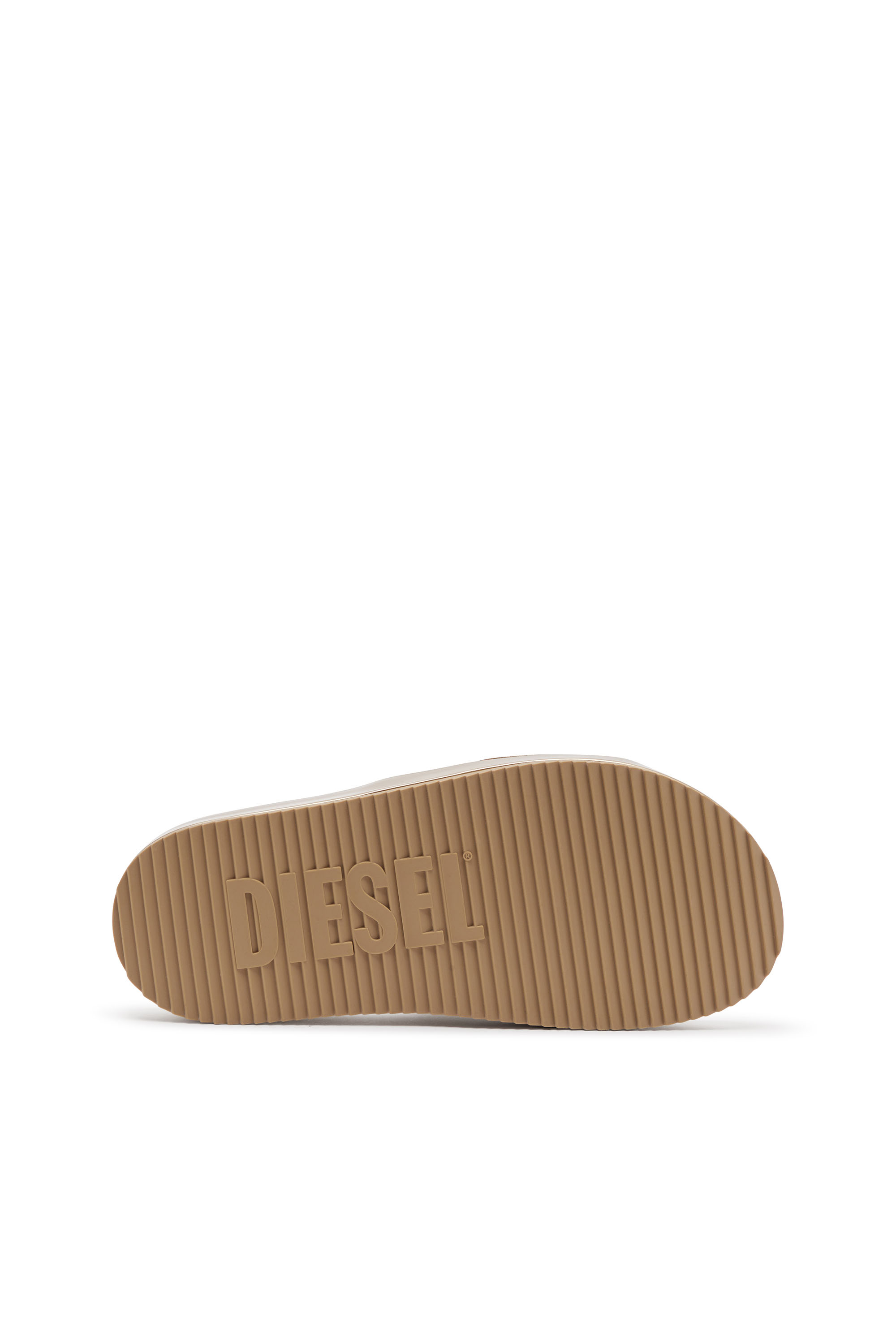 Diesel - SA-SLIDE D OVAL W, Woman Sa-Slide D-Metallic slide sandals with Oval D strap in Oro - Image 4
