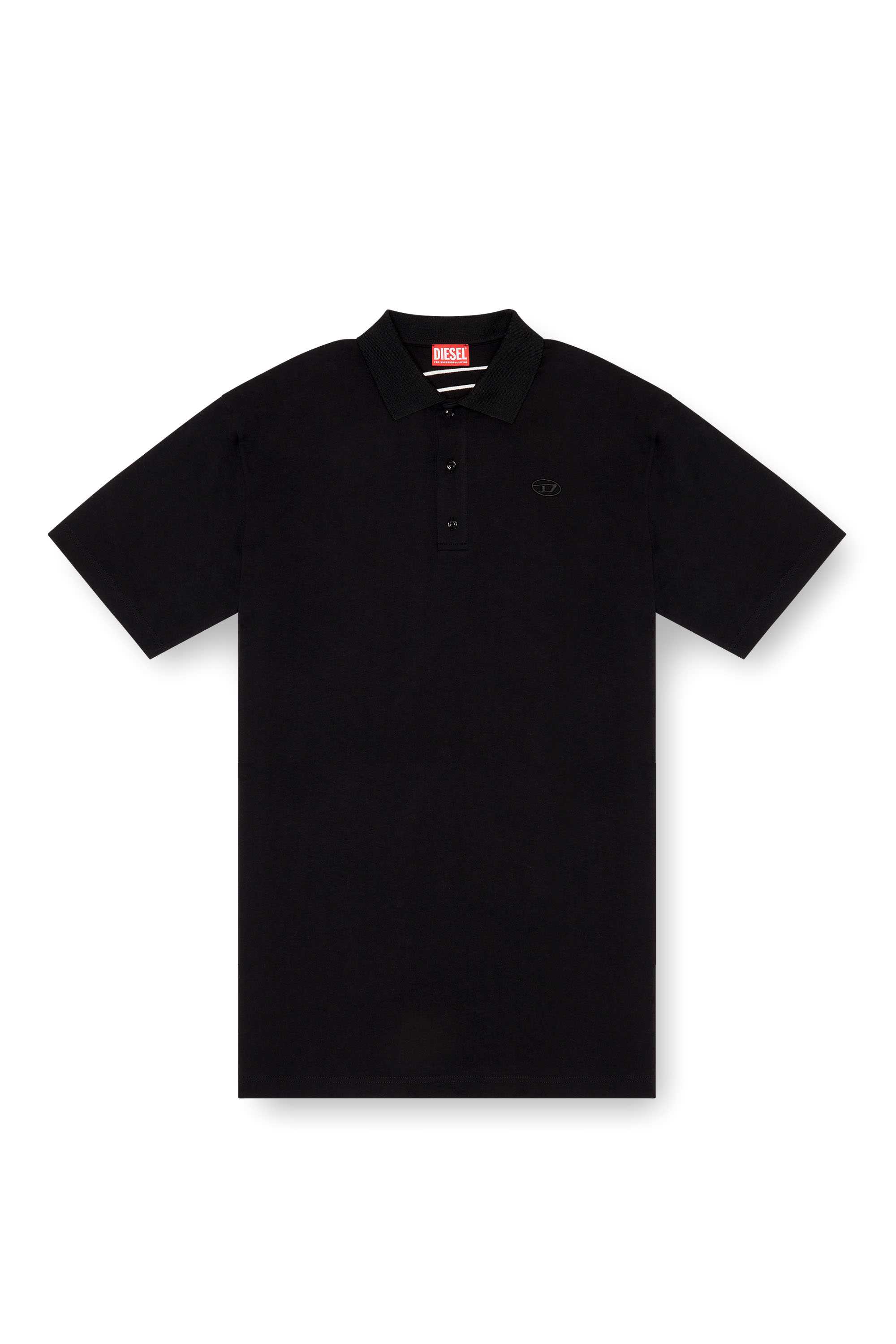 Diesel - T-VORT-MEGOVAL-D, Man Polo shirt with maxi oval D embroidery in Black - Image 4