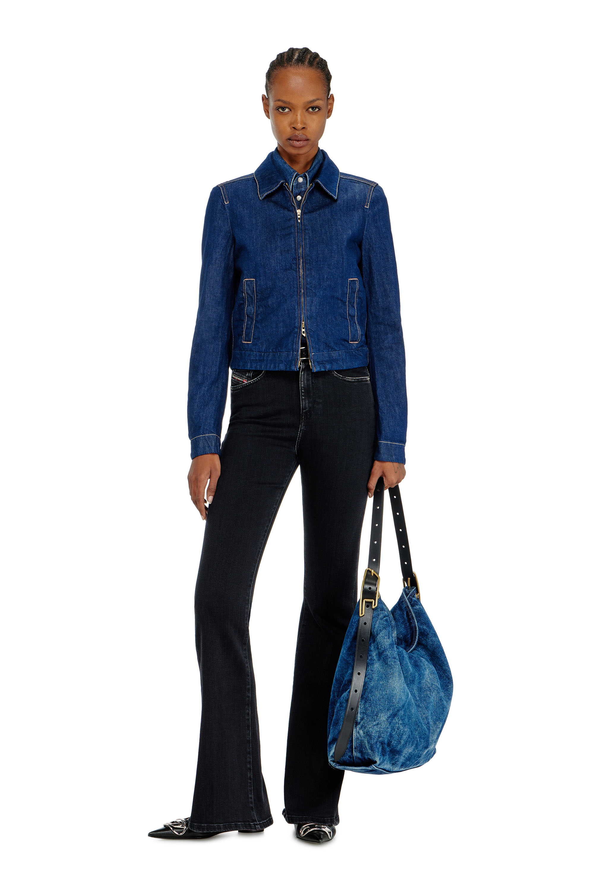Diesel - DE-CORB, Woman's Coach jacket in rinse denim in Dark Blue - 2
