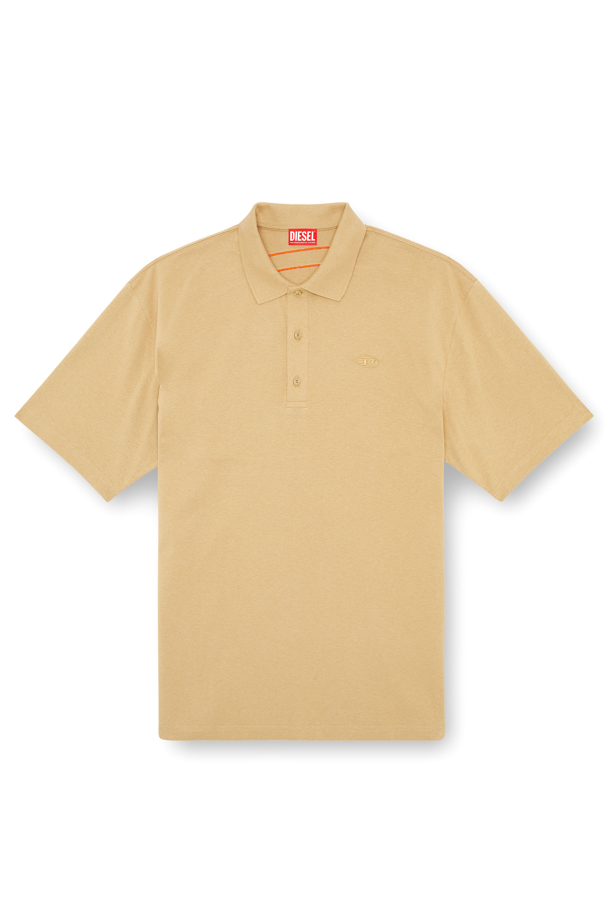 Diesel - T-VORT-MEGOVAL-D, Man Polo shirt with maxi oval D embroidery in Brown - Image 4