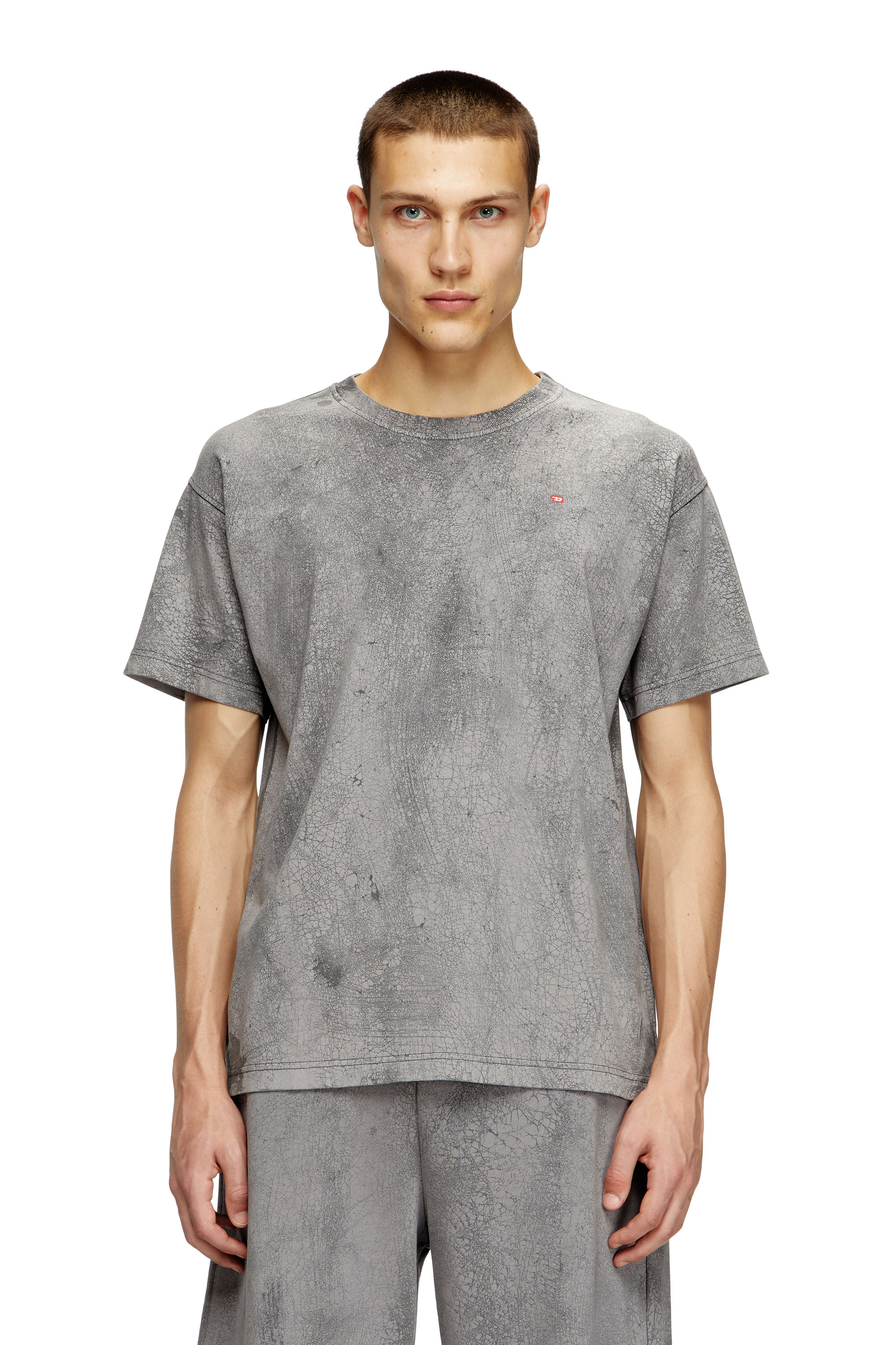 Diesel - T-NORM-T8, Man's T-shirt in waxed jersey in Grey - 3