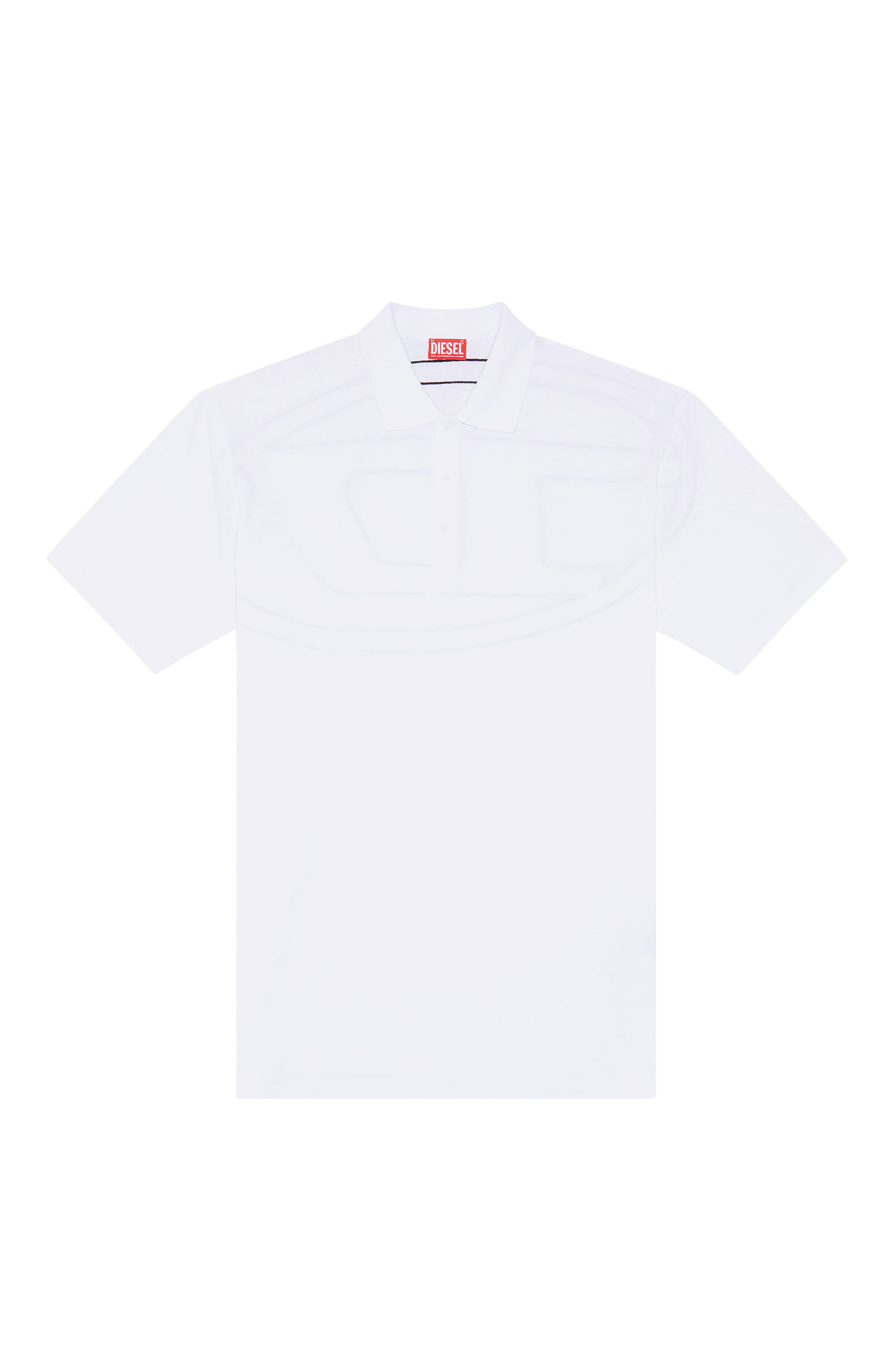 Diesel - T-VORT-MEGOVAL-D, Man Polo shirt with maxi oval D embroidery in White - Image 3