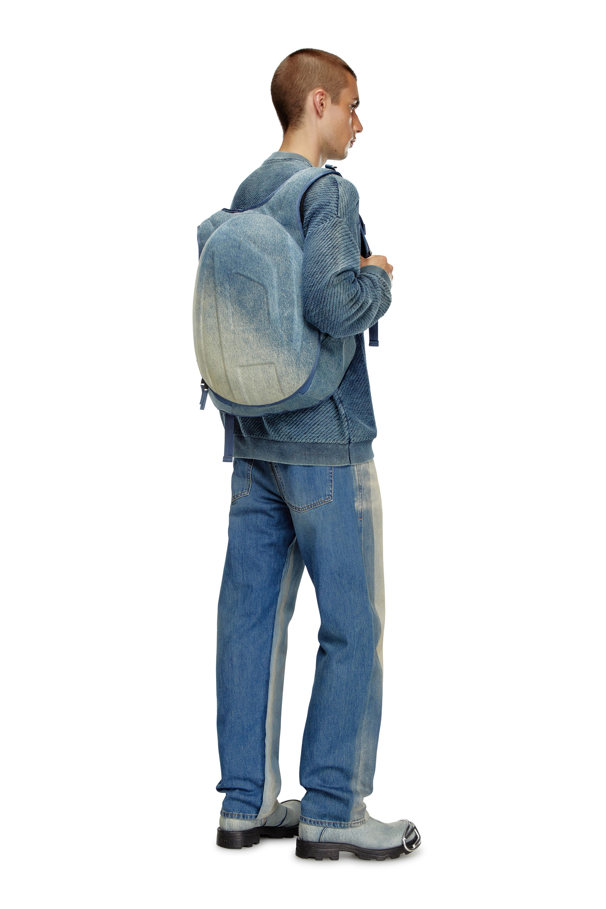 Diesel - 1DR-POD BACKPACK, Man 1DR-Pod Backpack - Hard shell denim backpack in Multicolor - Image 6