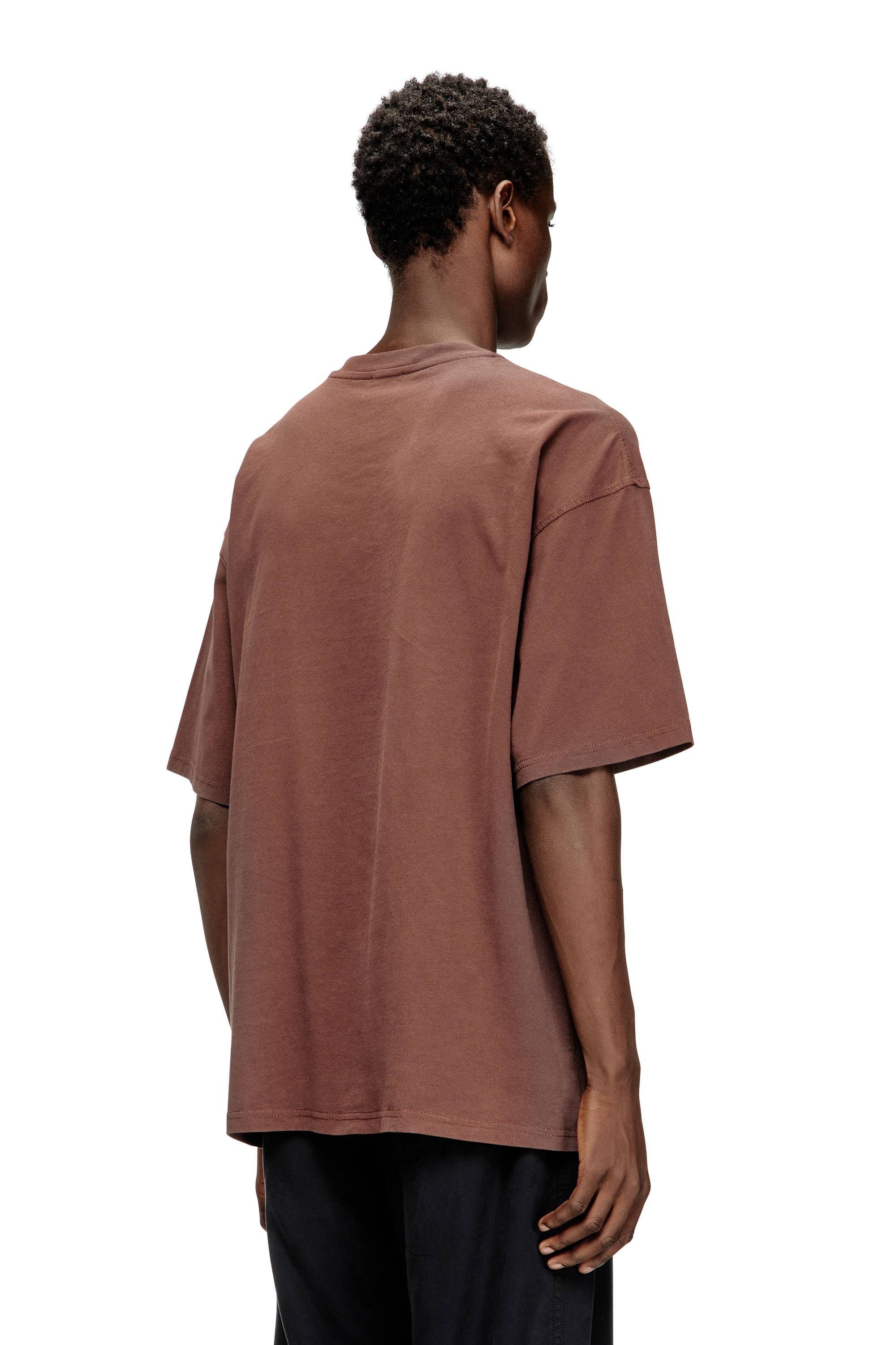 Diesel - T-BOXT-N14, Man's T-shirt with distressed flocked logo in Brown - 4