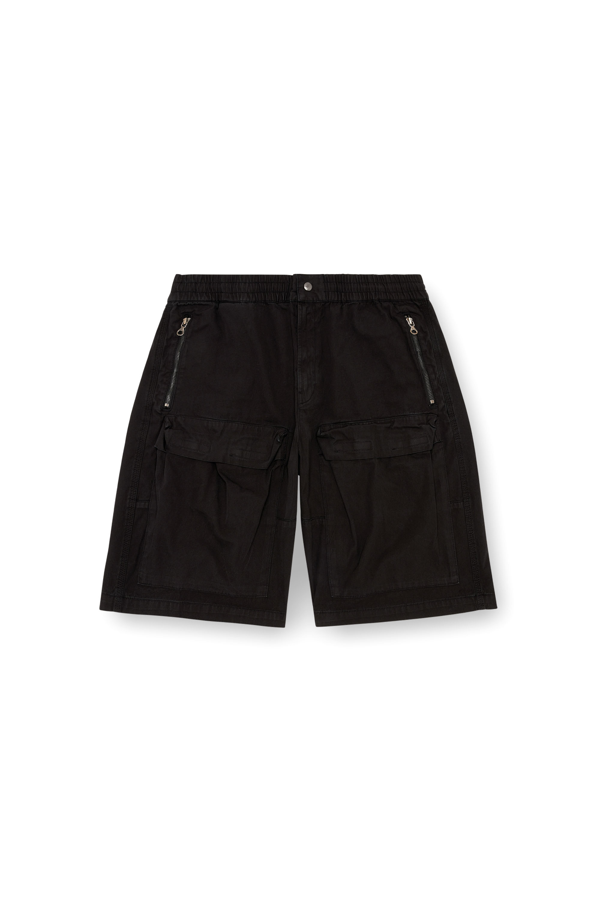 Diesel - P-BEECK-SHORT, Man's Cargo shorts in faded organic cotton in Black - 3