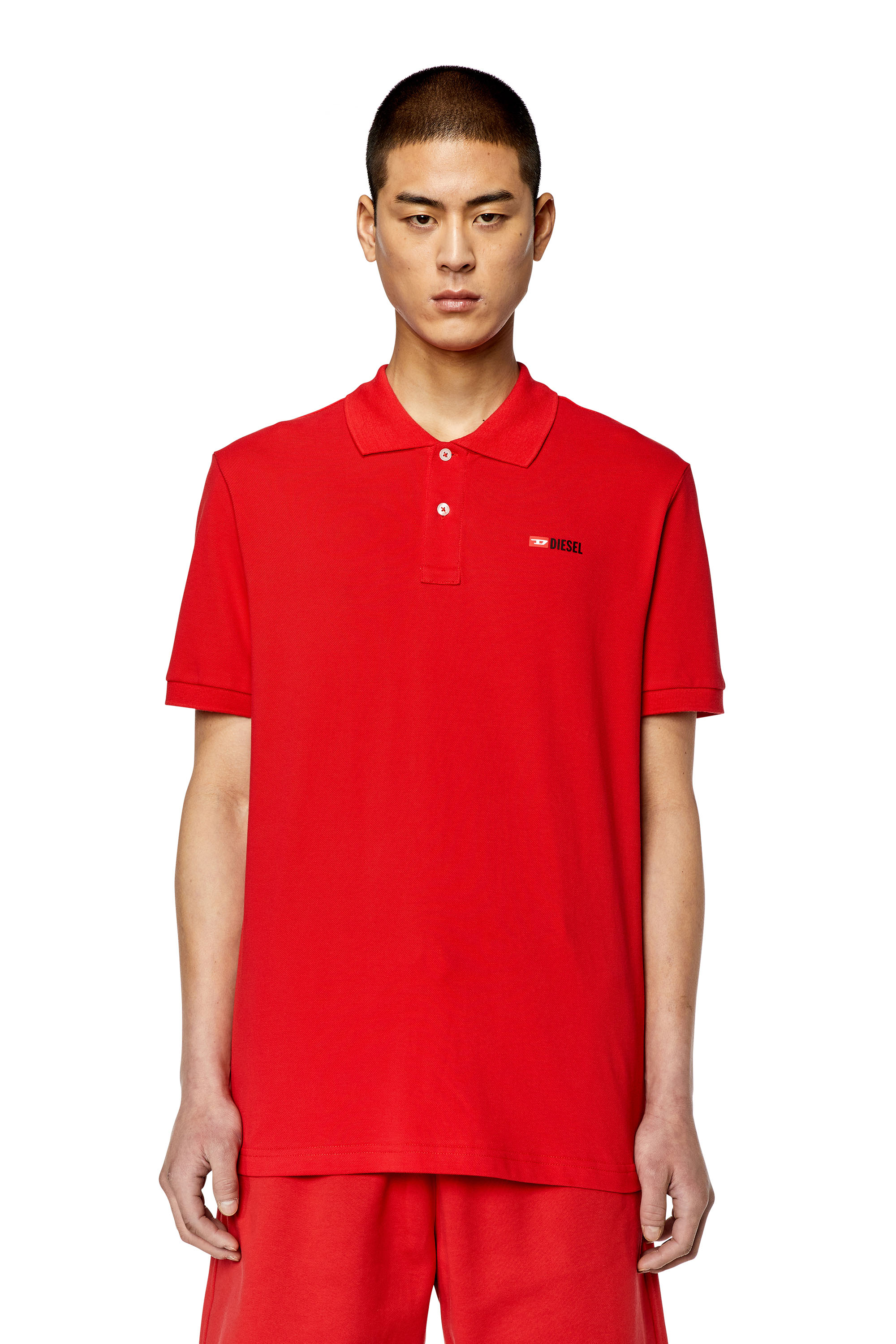 Diesel - T-SMITH-DIV, Man Polo shirt with high-density logo print in Red - Image 7