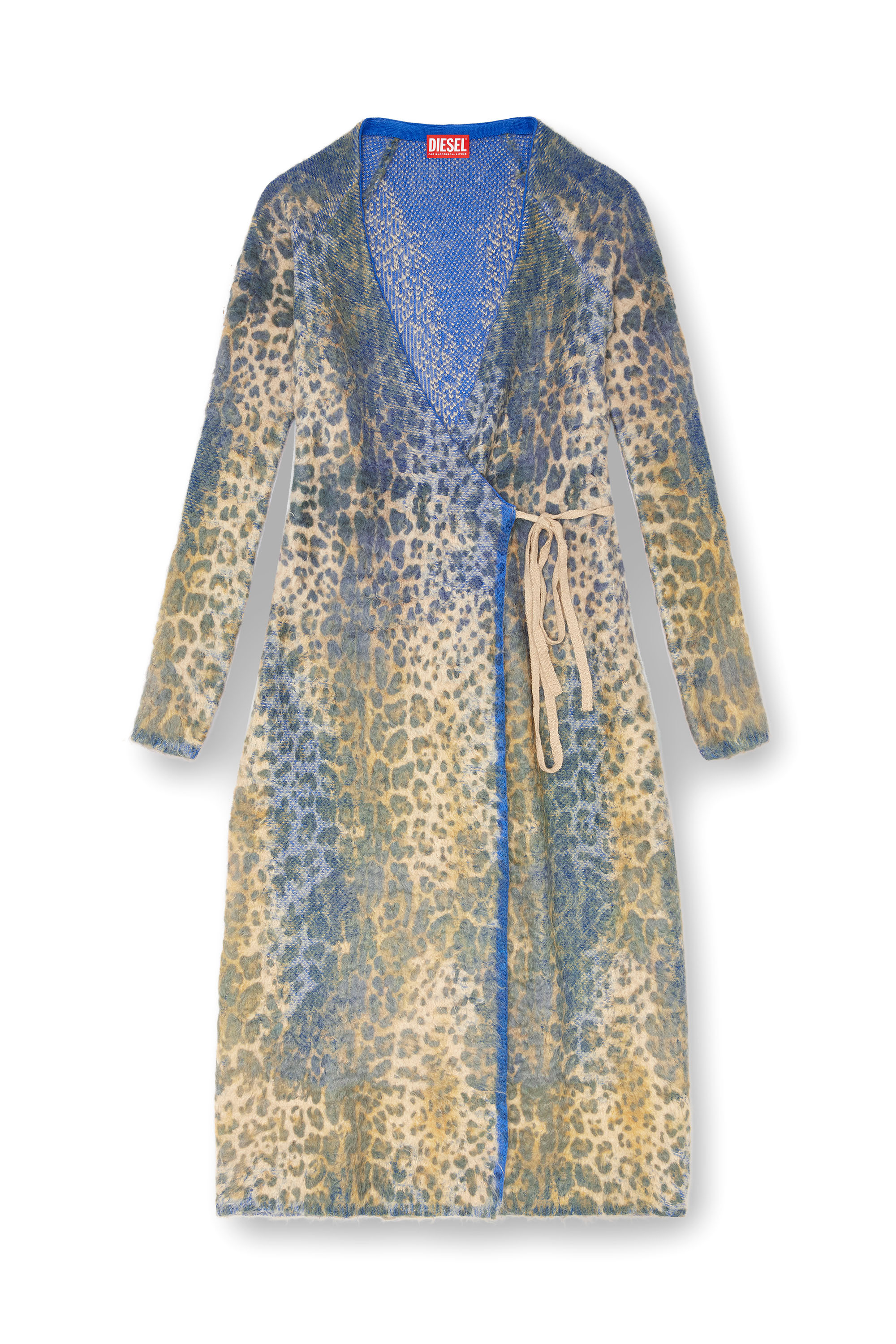 Diesel - M-SOFOCLE, Woman's Leopard print dress with devoré jacquard in Beige/Blue - 5