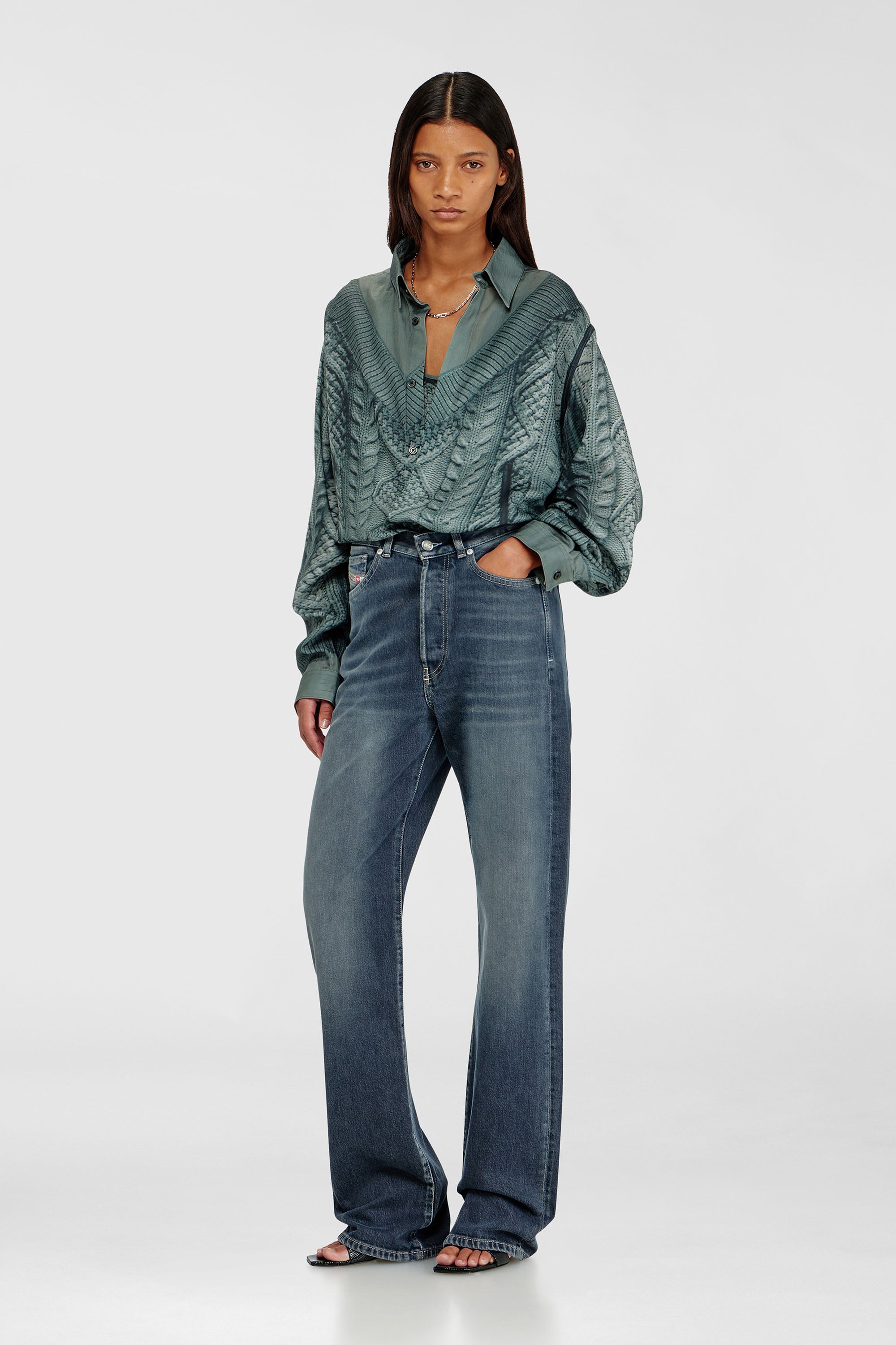 Diesel - Woman's Regular Jeans 1971 D-Sent 007EI, Dark Blue - 2