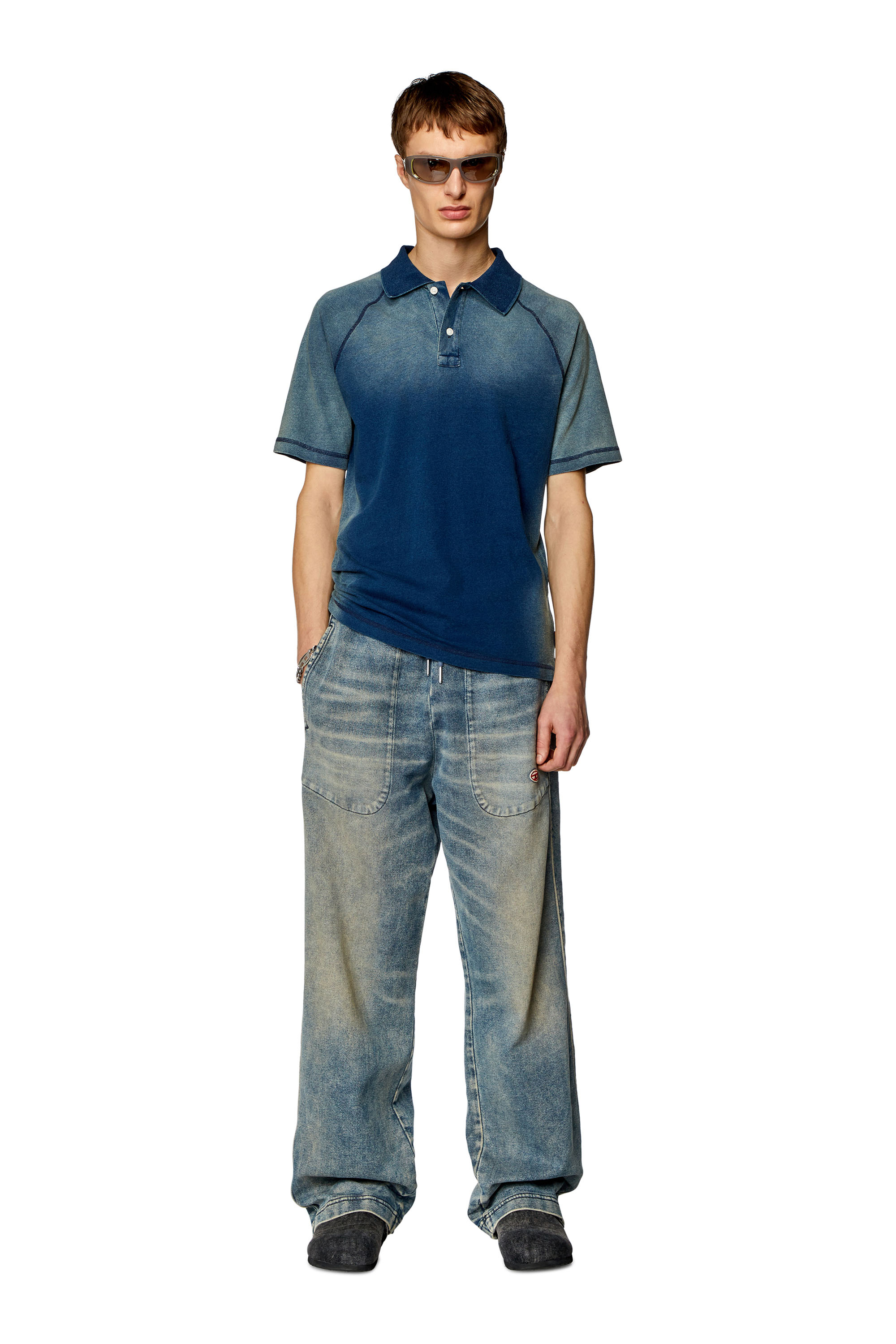 Diesel - T-RASMITH, Man Polo shirt with sun-faded effects in Blue - Image 2