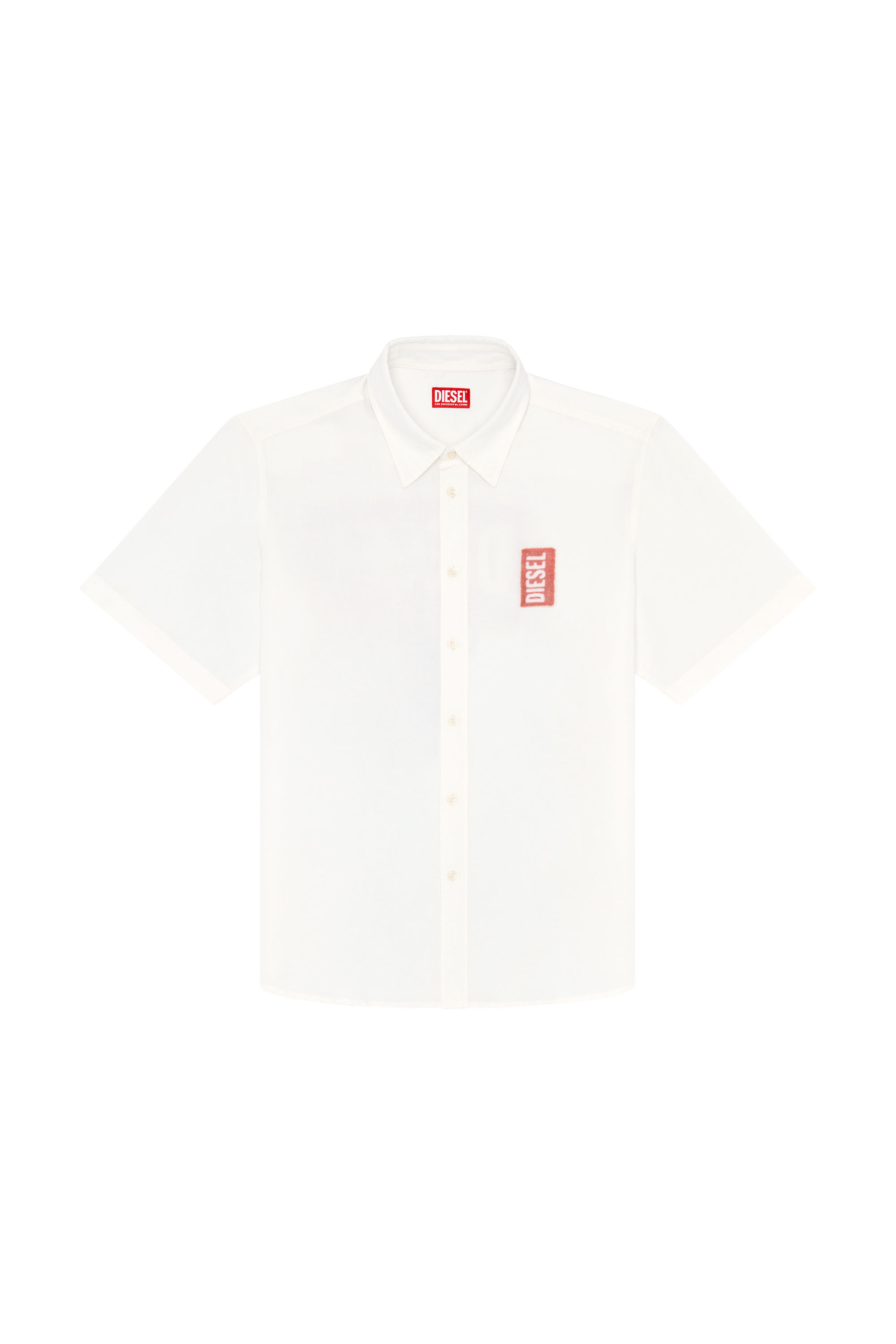 Diesel - S-ELIAS-A, Man Printed linen-blend short-sleeve shirt in White - Image 3