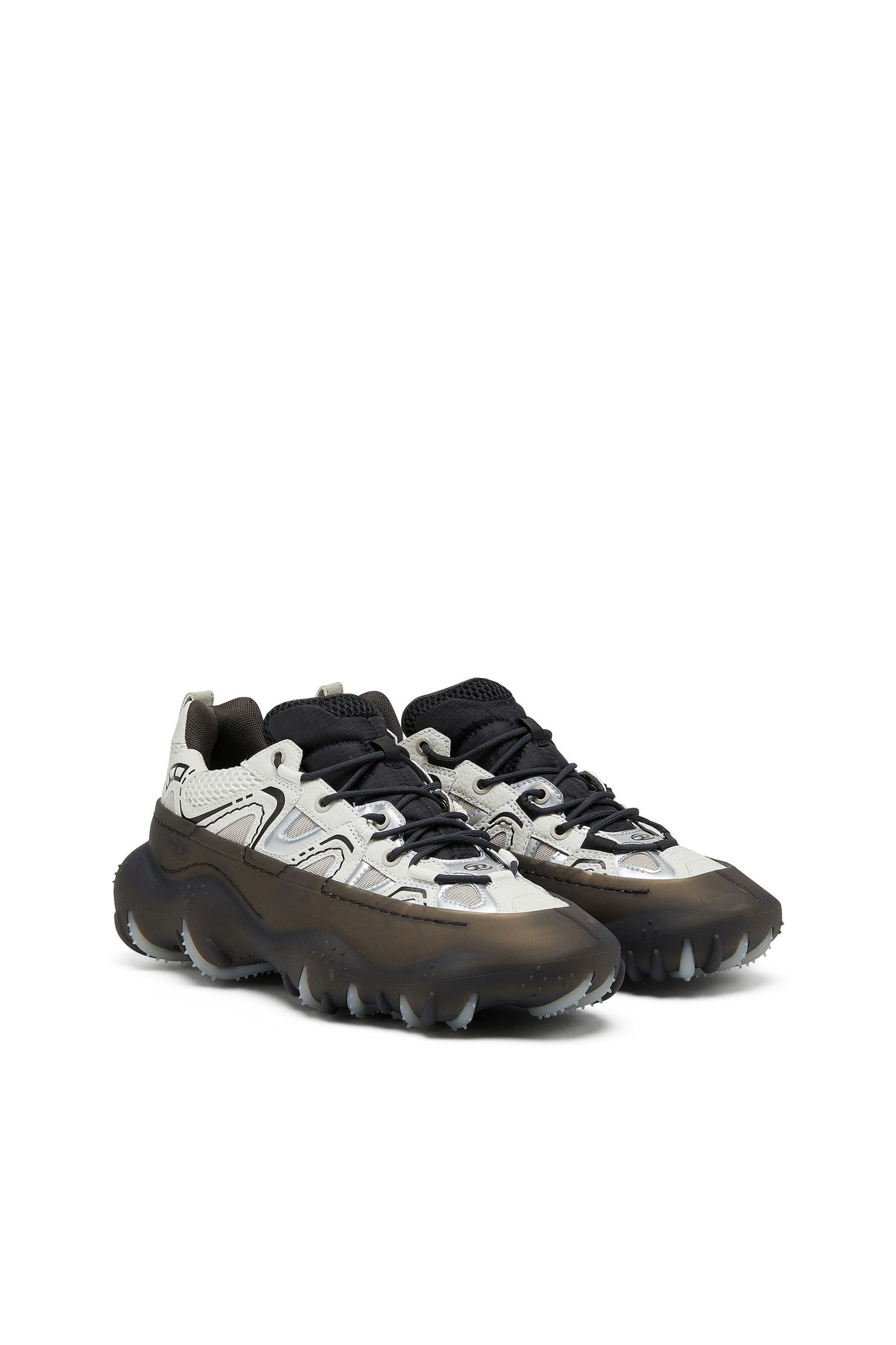 Diesel - S-PROTOTYPE P1, Man's S-Prototype P1-Sneakers with transparent rubber overlay in Black/White - 2