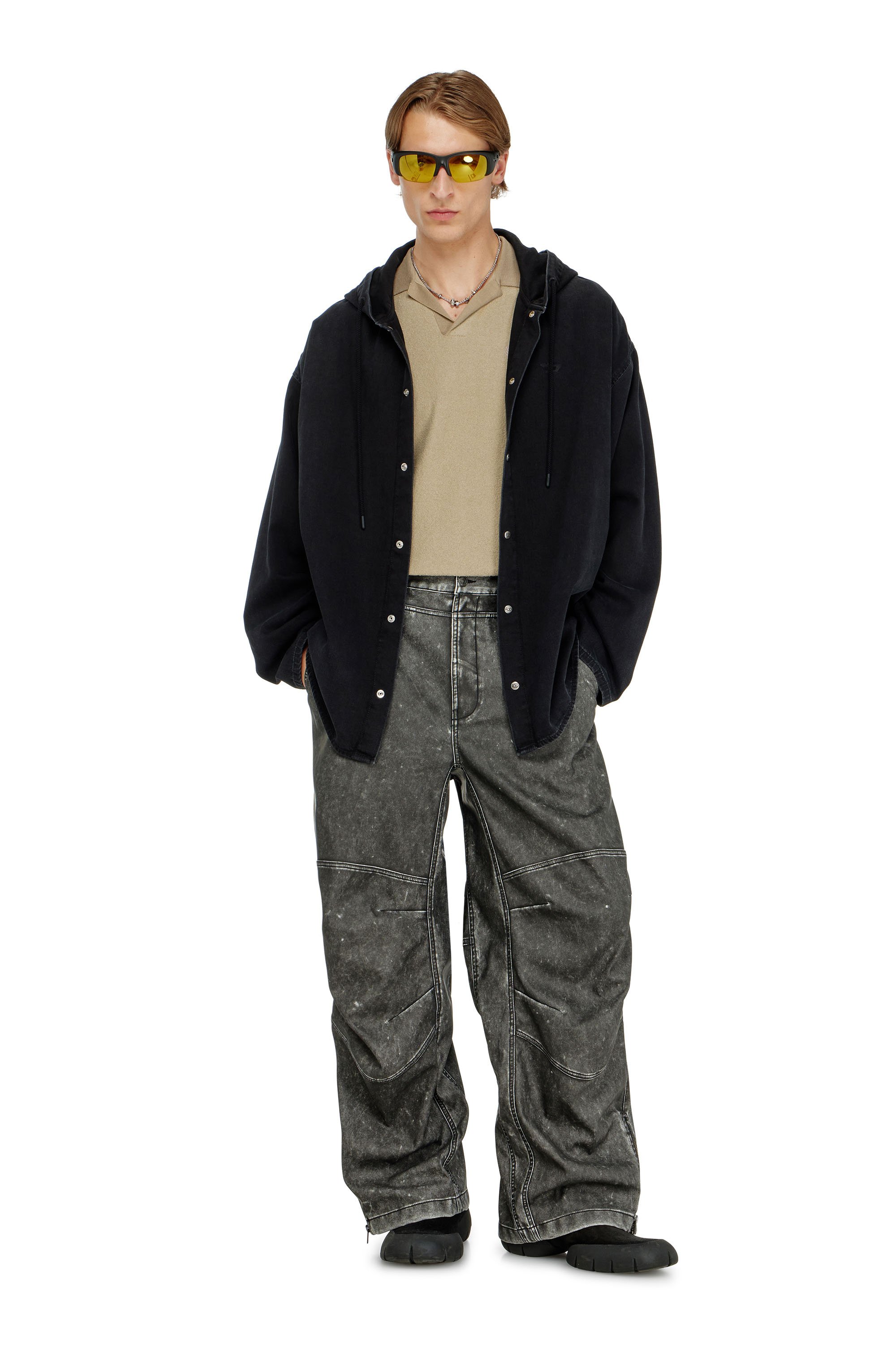 Diesel - P-DELLY-NJCJ, Man's Pants in distressed-effect bonded material in null - 1