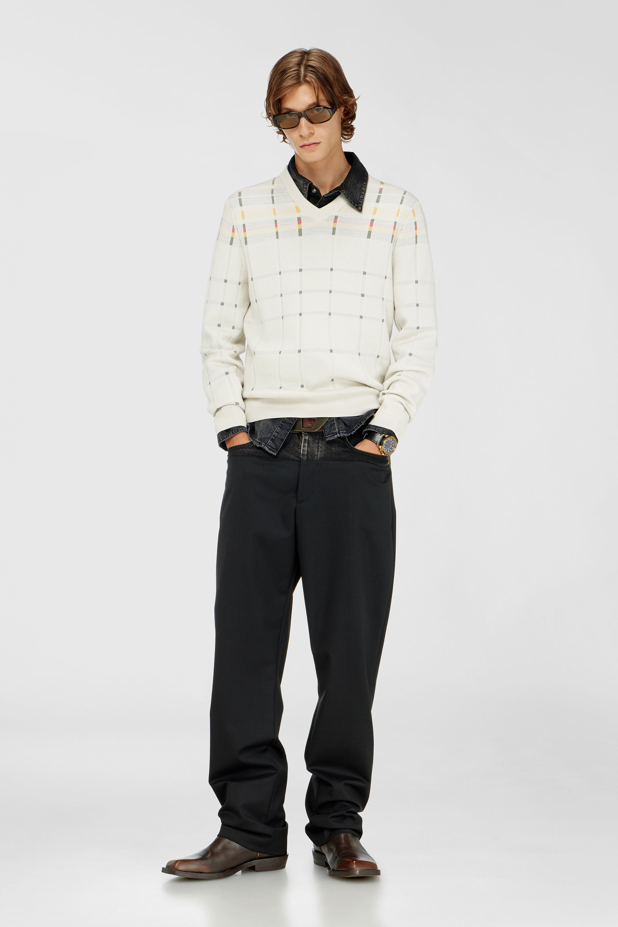 Diesel - P-LOGAN, Man's Pants with denim and tailored sections in Black - 1