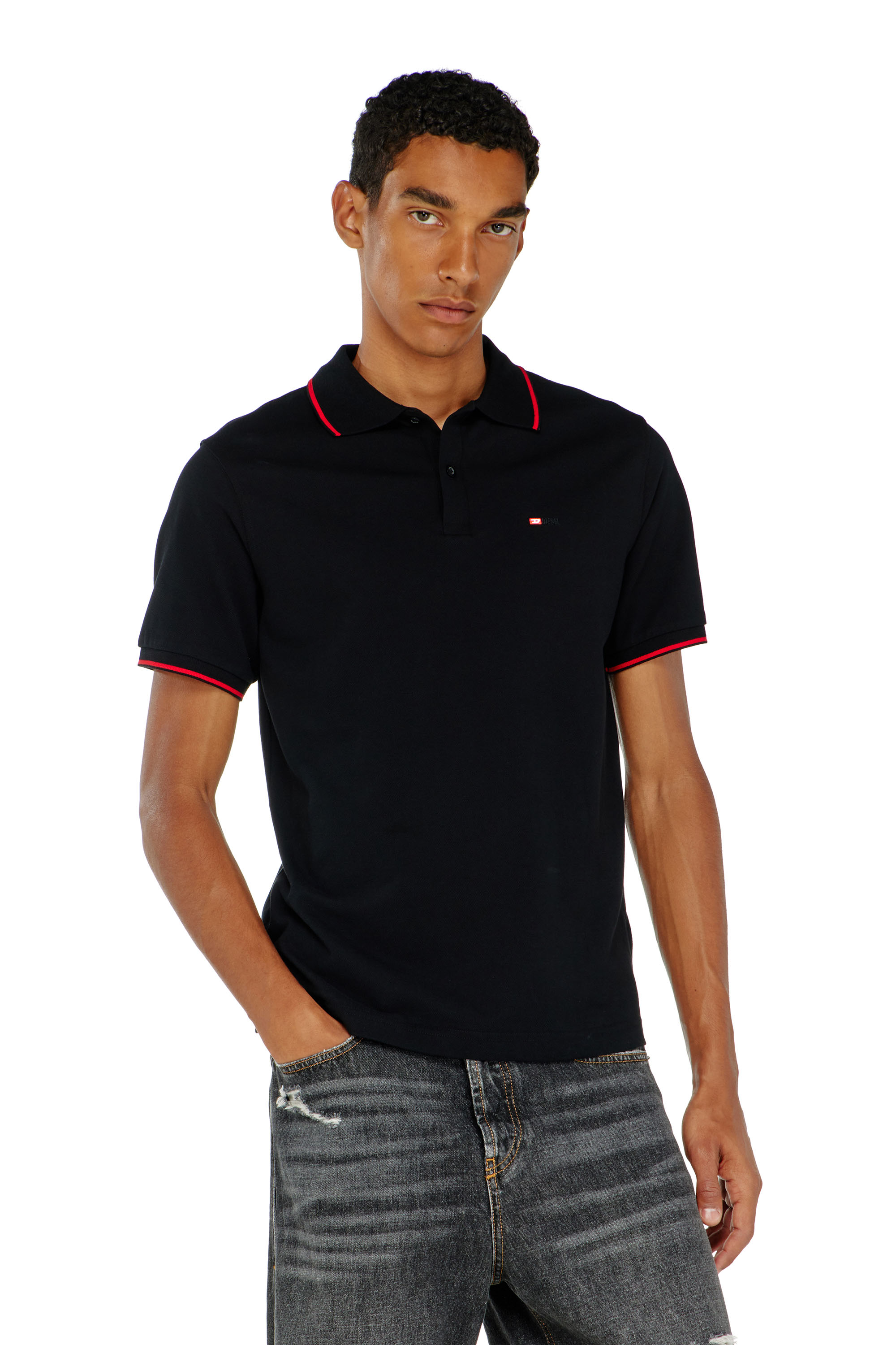 Diesel - T-FERRY-MICRODIV, Man's Polo shirt with micro Diesel embroidery in Black - 3