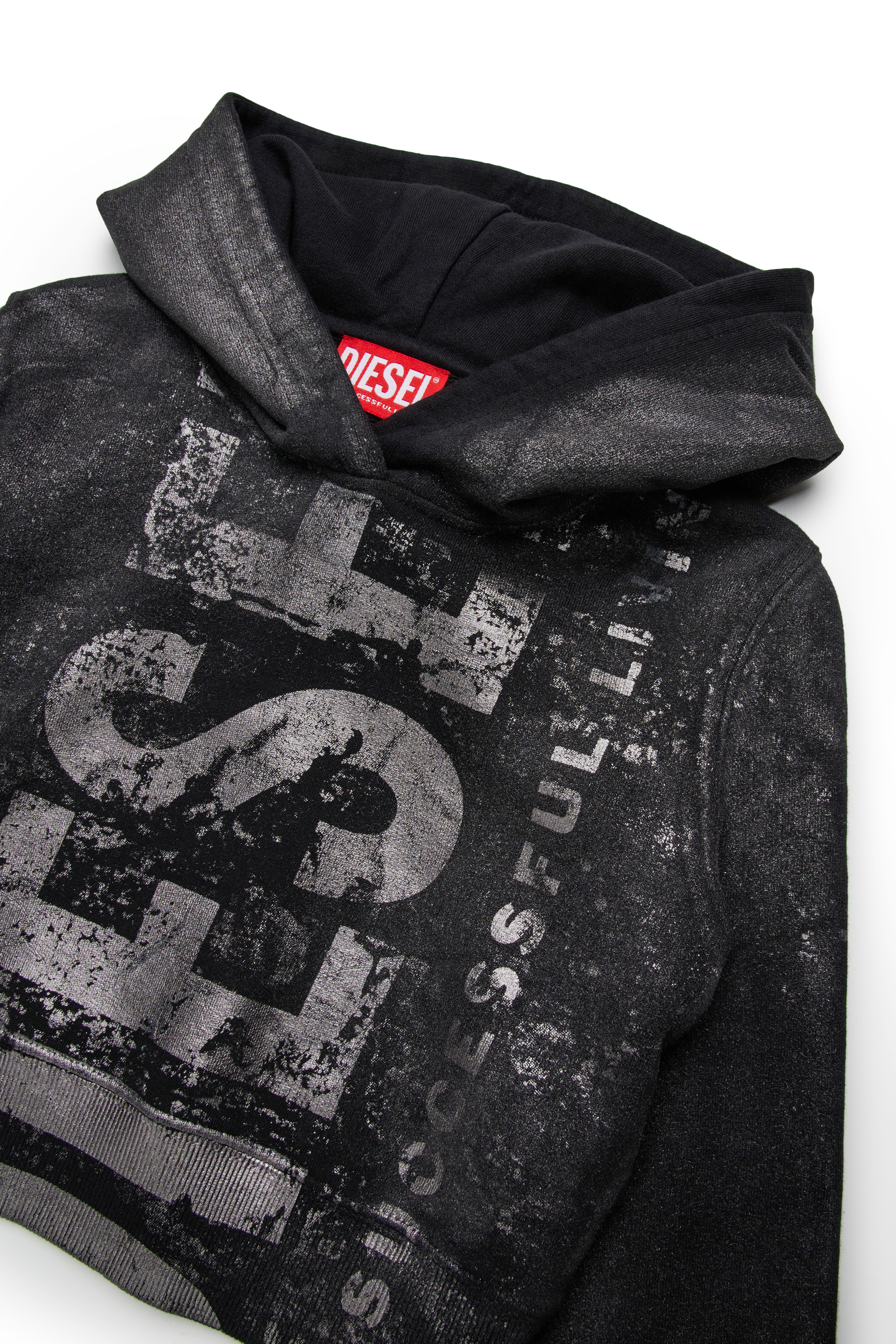 Diesel - SLIMPHOOD, Woman's Cotton hoodie with logo print in Black - 3