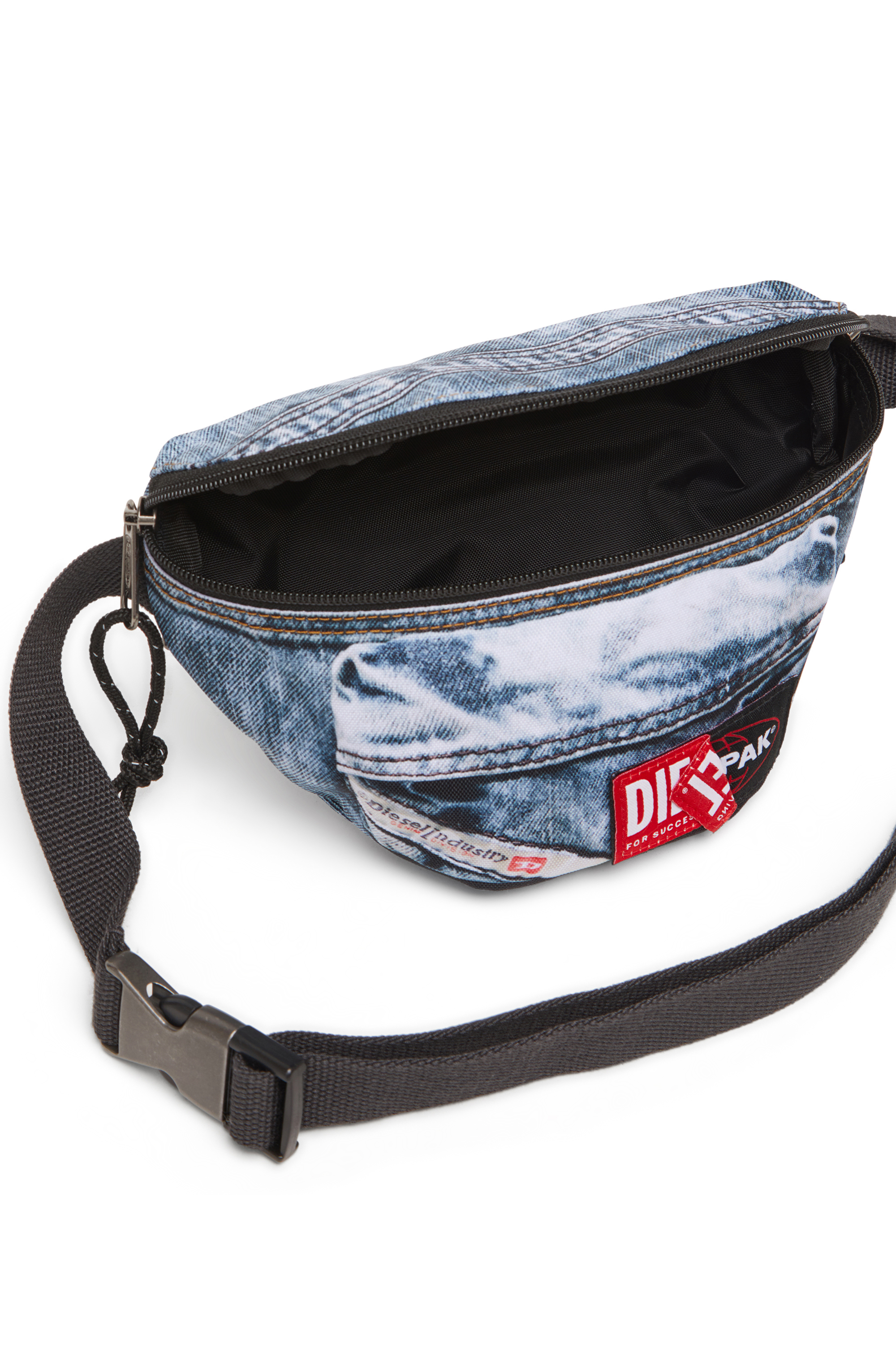 Diesel - DIESEL SPRINGER, Unisex's Belt bag in trompe l'oeil denim in Blue - 5