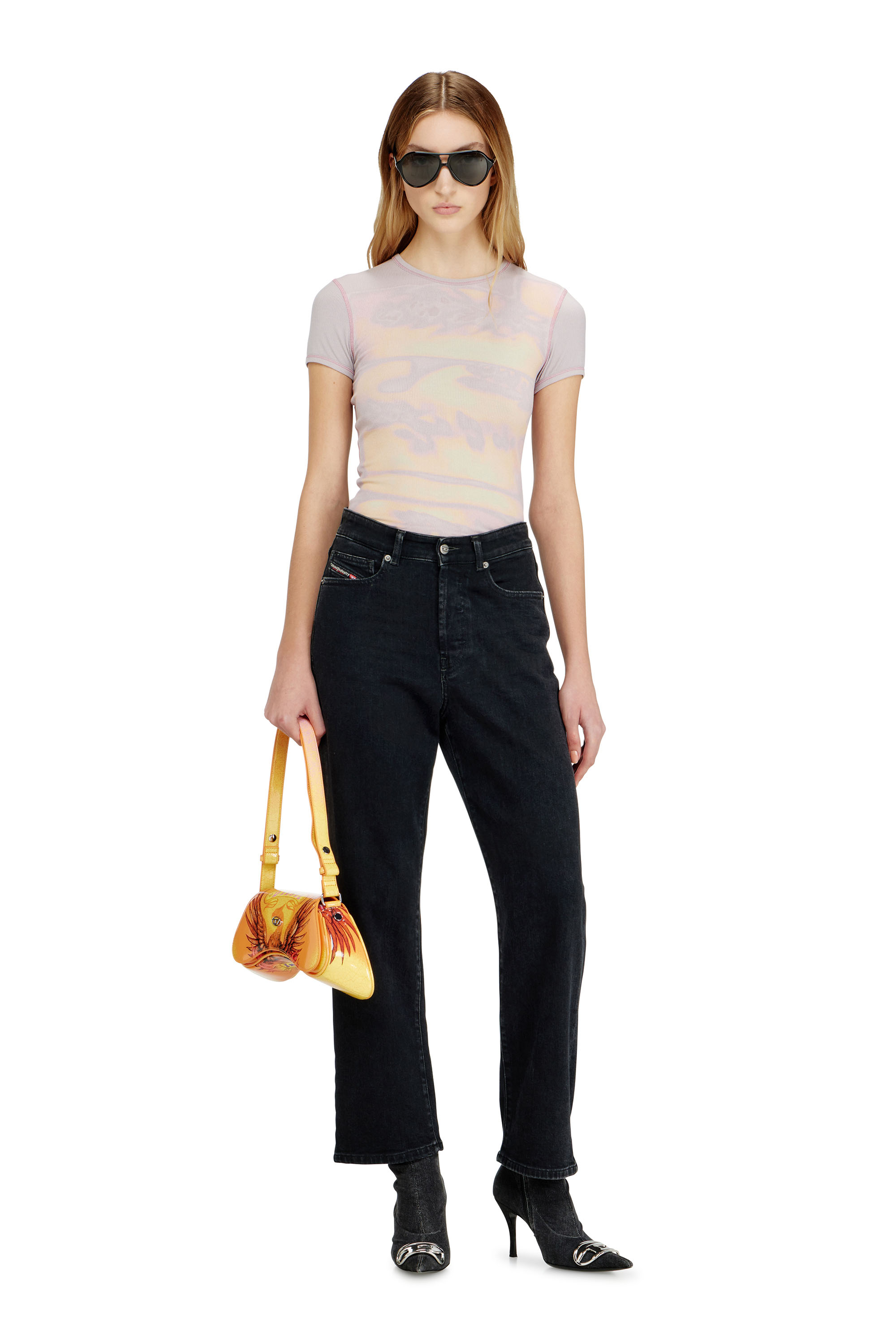 Diesel - T-ELE-LONG-AA1, Woman's Slim jersey top with graphic print in null - 2