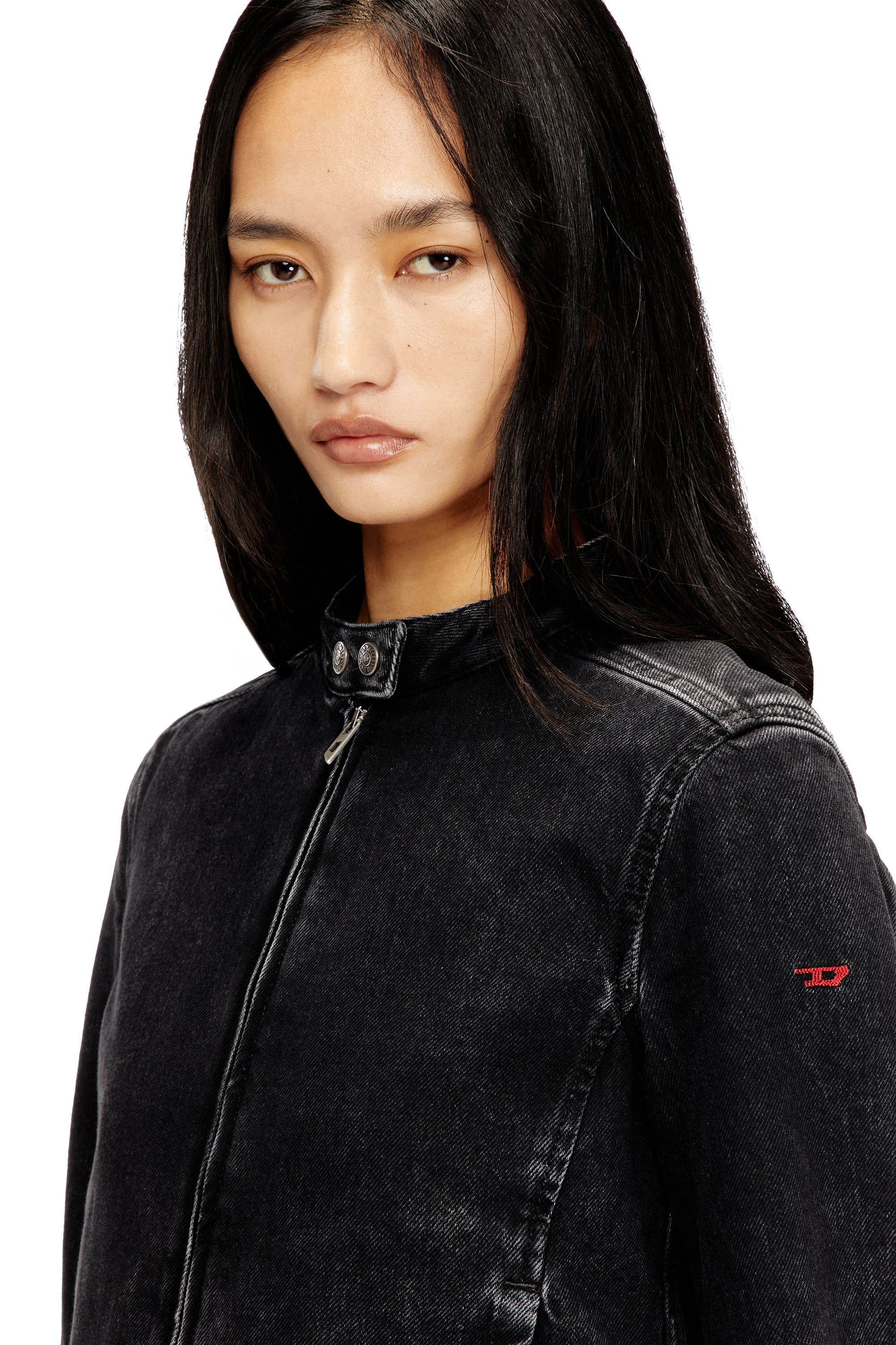 Diesel - DE-MORNIN, Woman's Moto jacket in denim in clean-wash denim in Black - 5