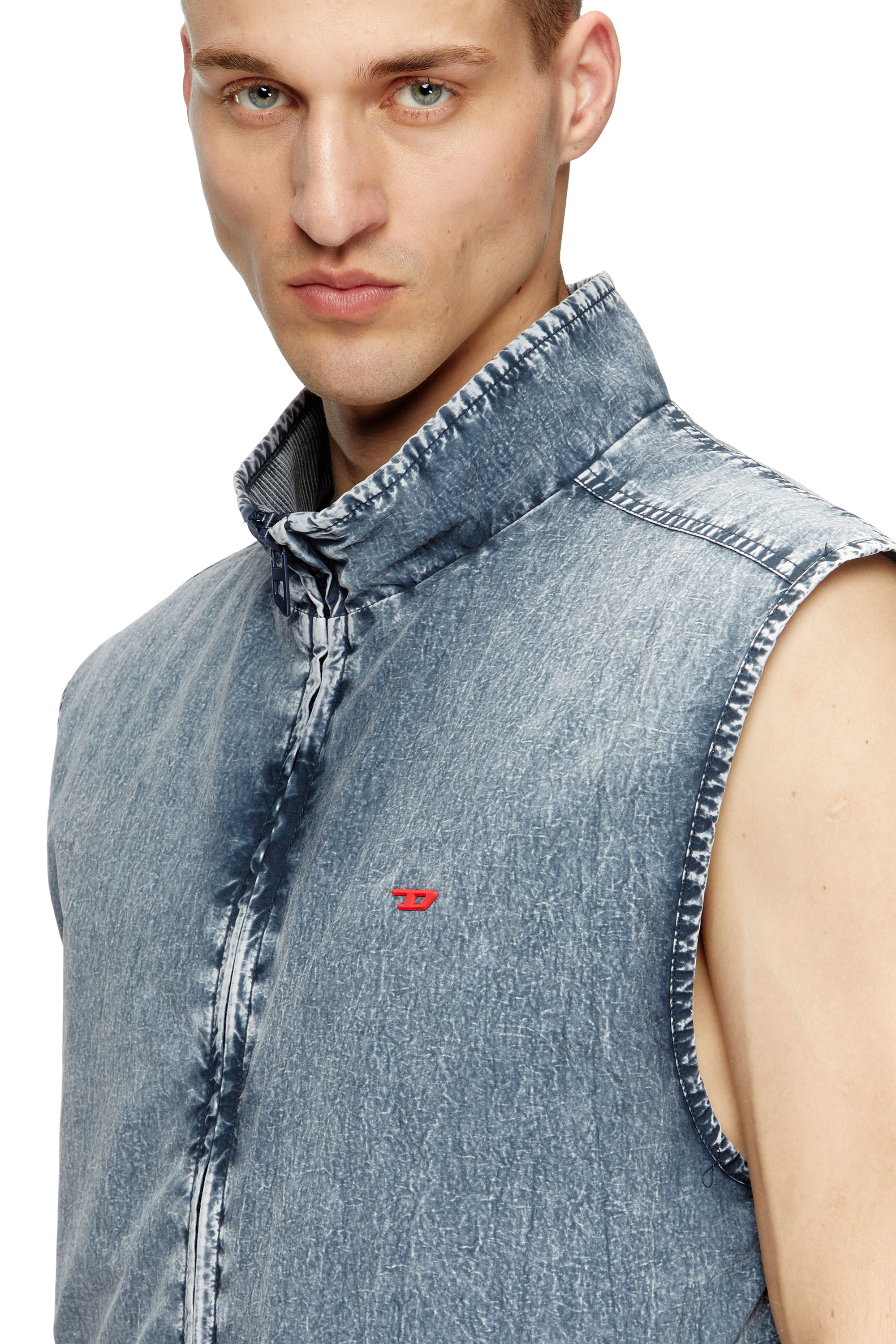 Diesel - J-ERB, Man's Vest in recycled nylon taslan in Medium blue - 5