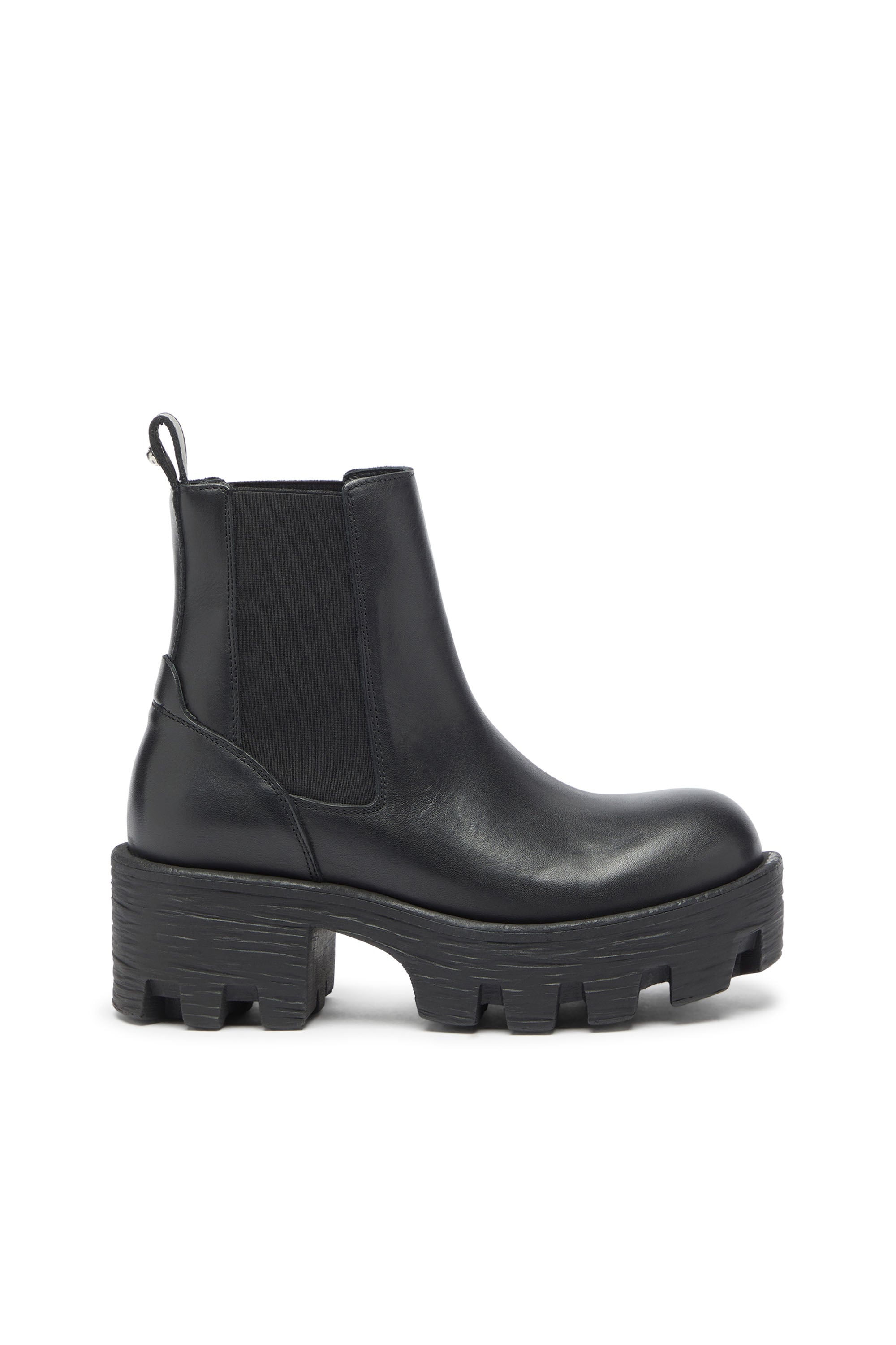 Diesel - D-HAMMER CHUNKY W, Woman's D-Hammer - Chelsea boots in leather with lug sole in Black - 1