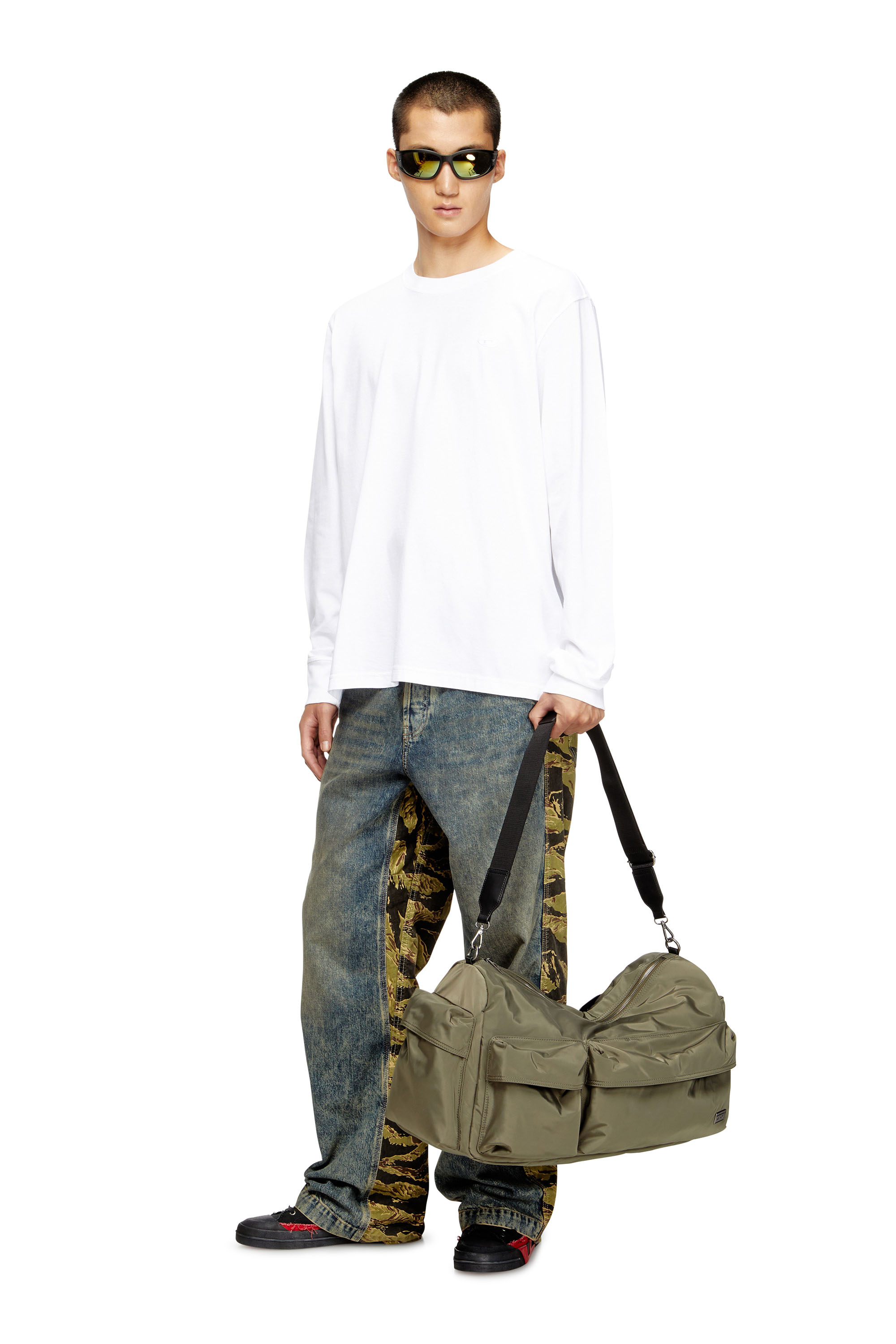 Diesel - MULTI-PKTS DUFFLE X, Unisex's Multi-Pkts-Multipocket duffle bag in utilitarian shell in Military Green - 6