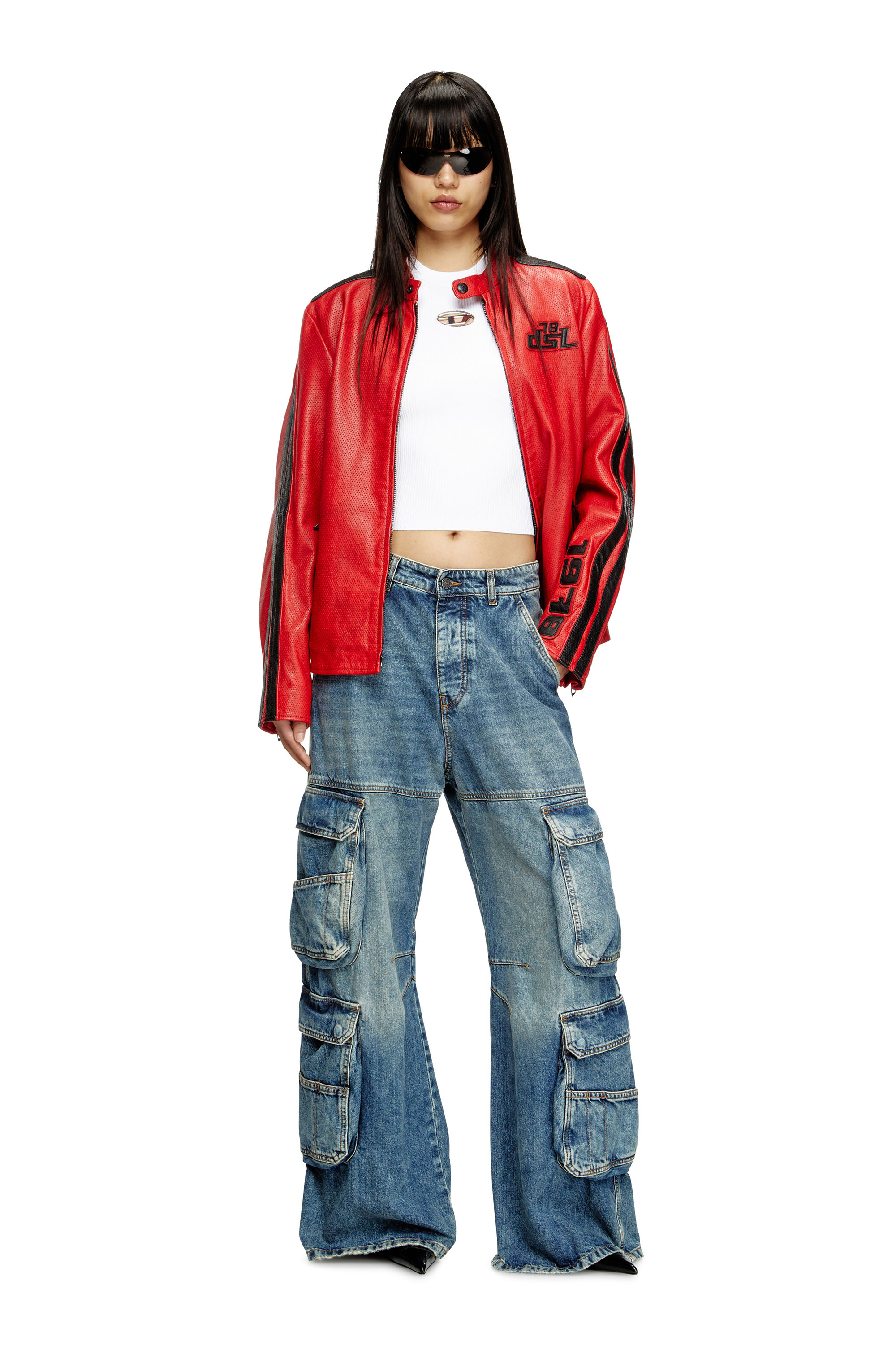 Diesel - M-VALARI, Woman's Rib-knit viscose-blend top with Oval D in White - 1